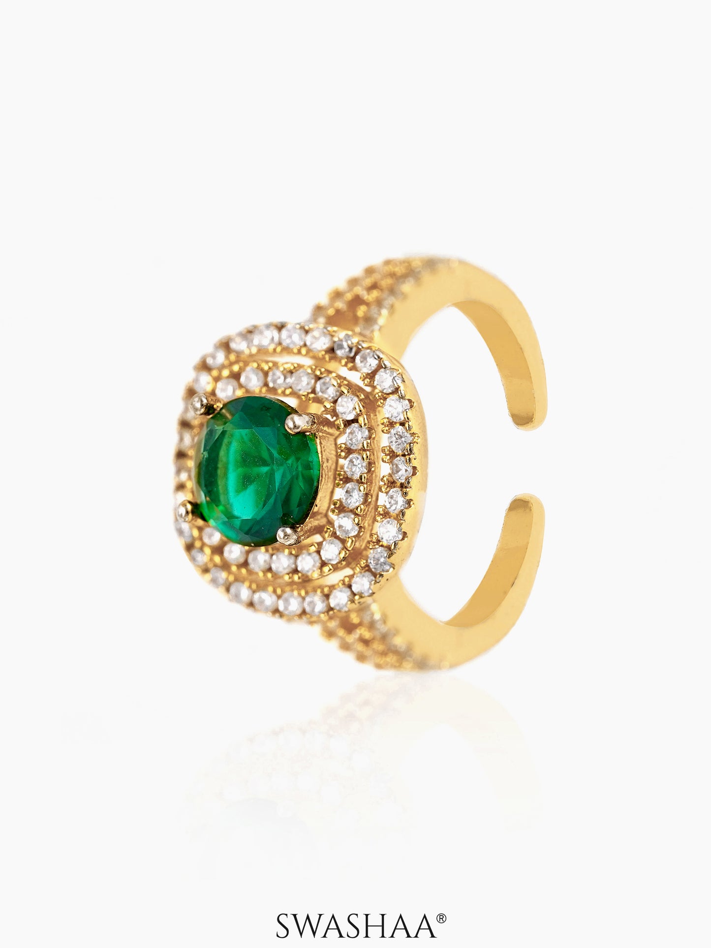 Vashti Emarald 18K Gold Plated Ring