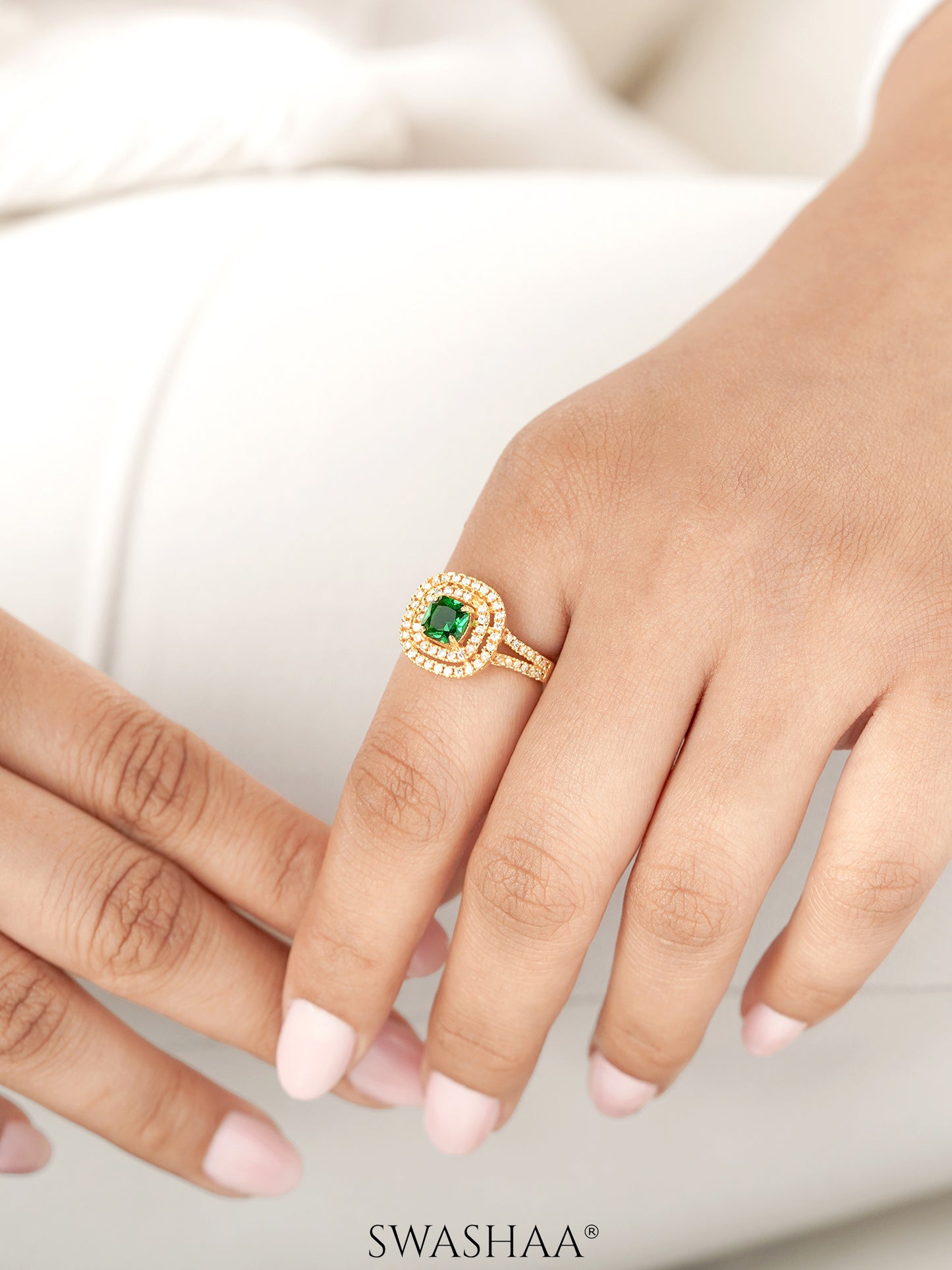 Vashti Emarald 18K Gold Plated Ring