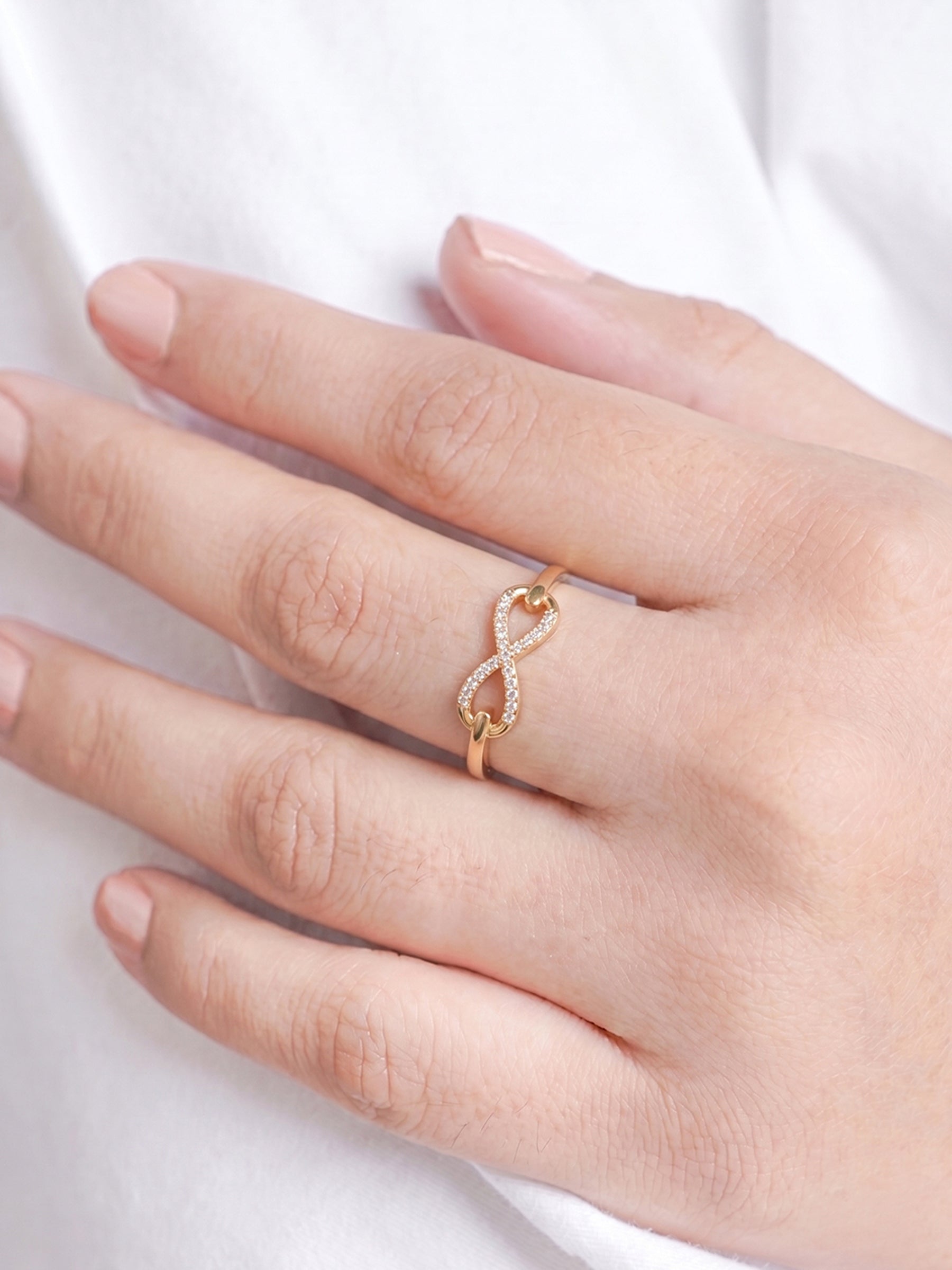 Velnira Infinity Diamond 18K Gold Plated Women's Ring - Swashaa