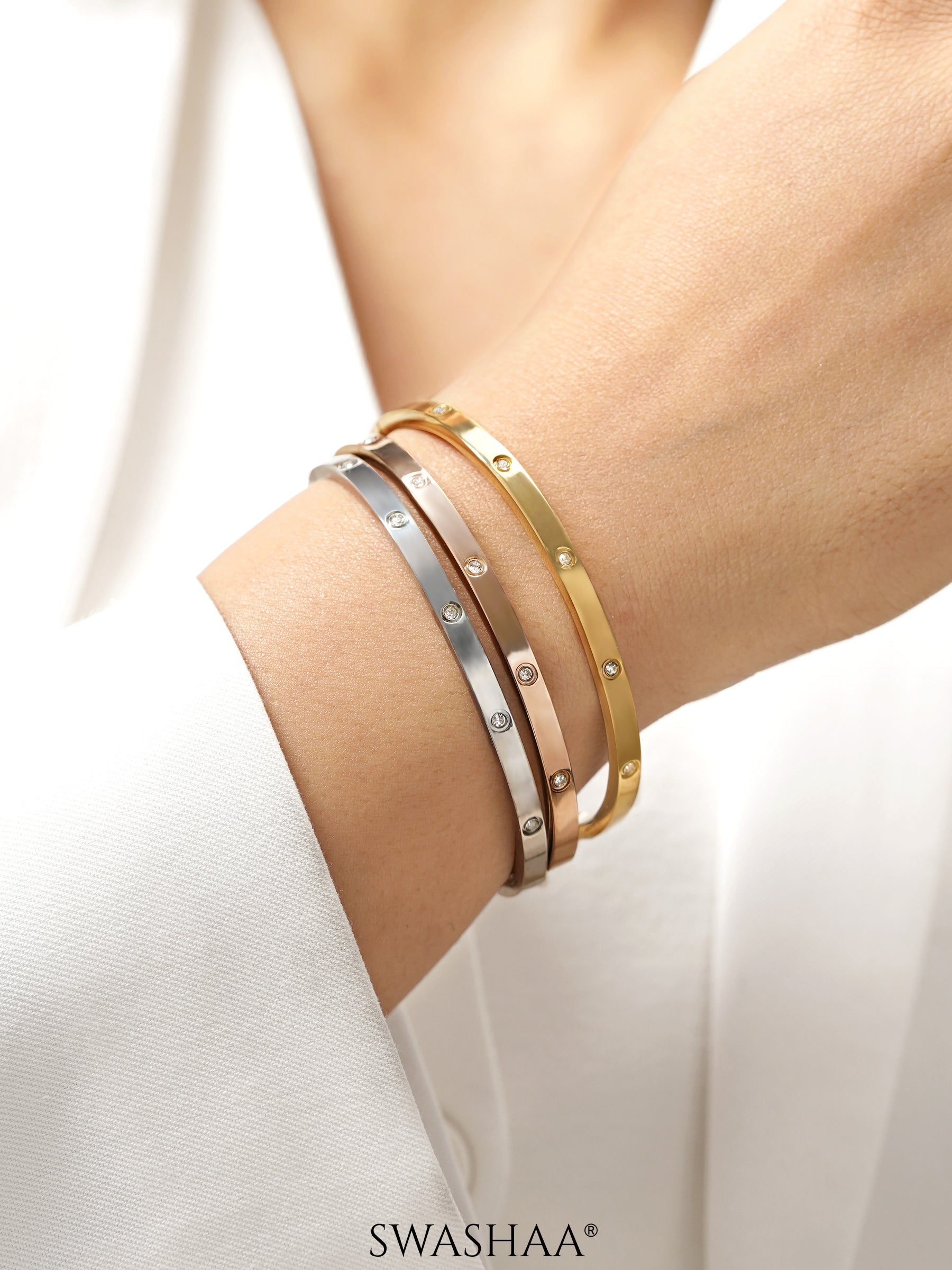 Venice Shiny Diamond Band Multi Bracelet Set