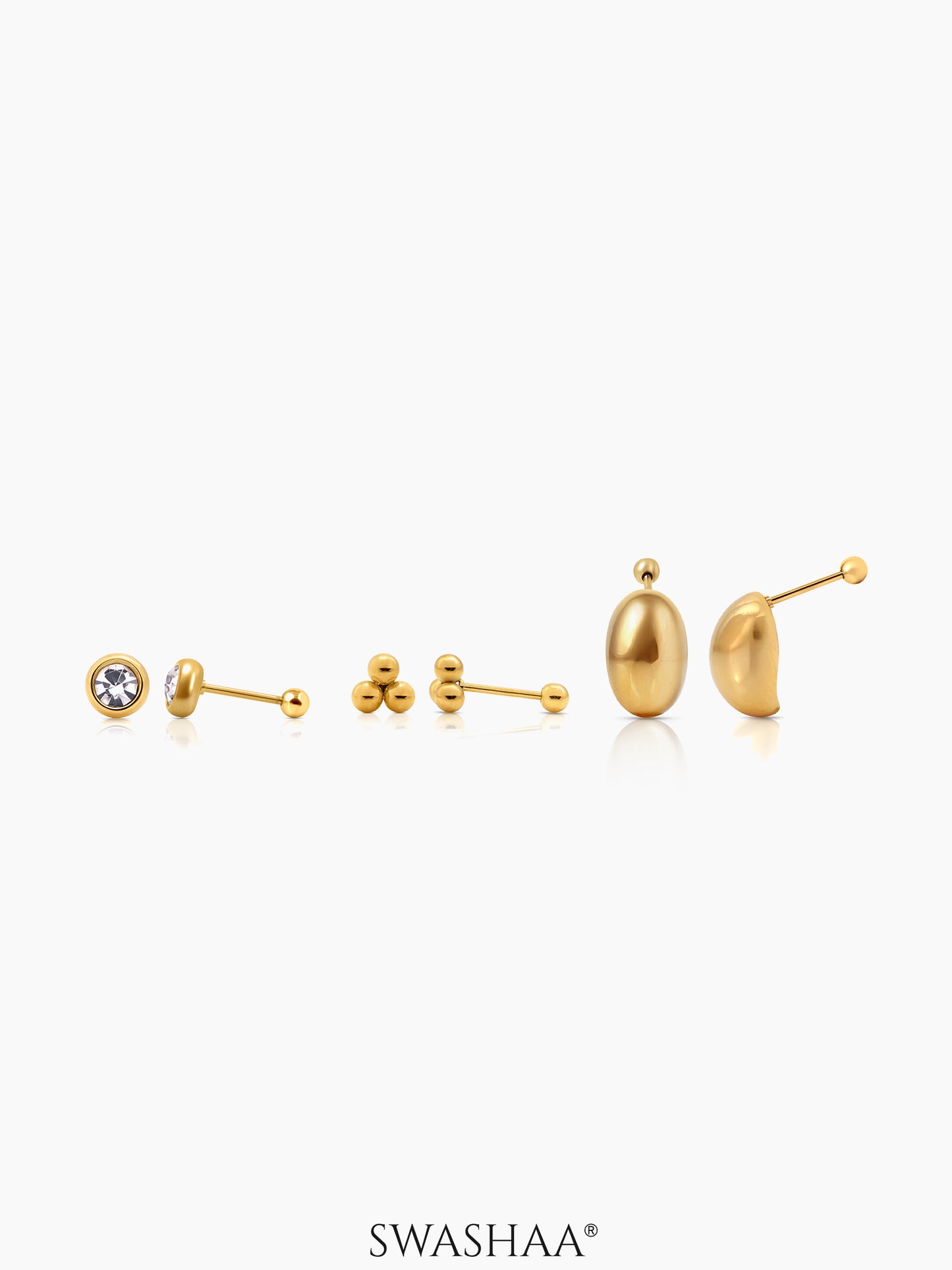 Viera 18K Gold Plated Women's Stud Earrings Set