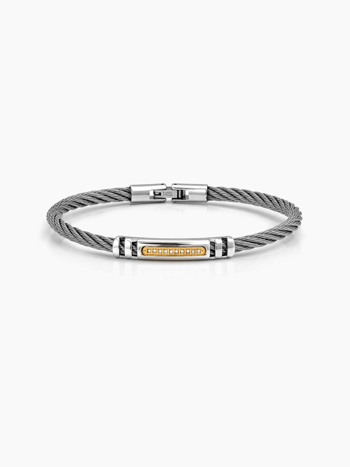 Vincent Diamond Silver Wired Men's Bracelet