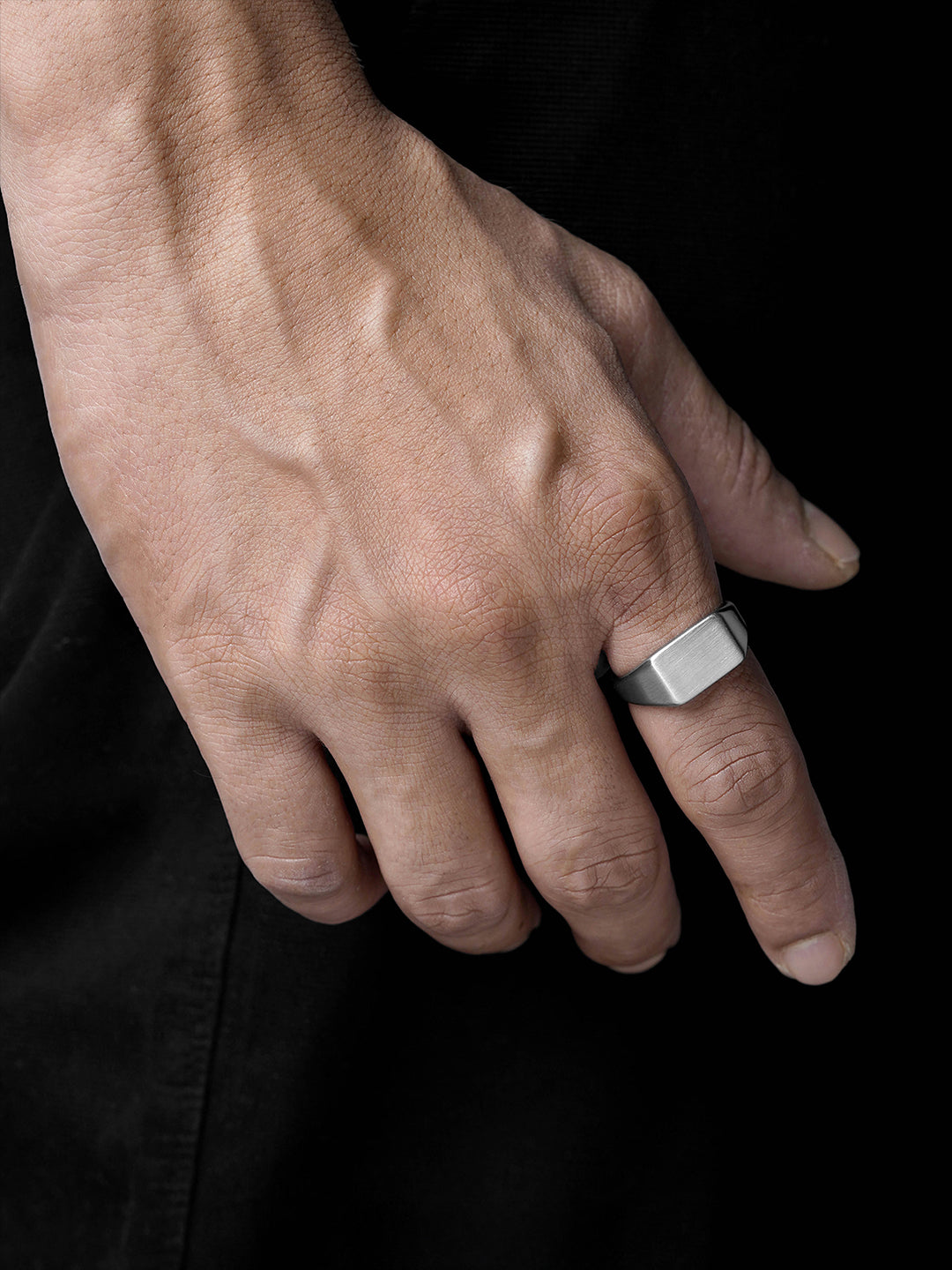 Vorn Matte Signet Rectangular Silver Band Men's Ring