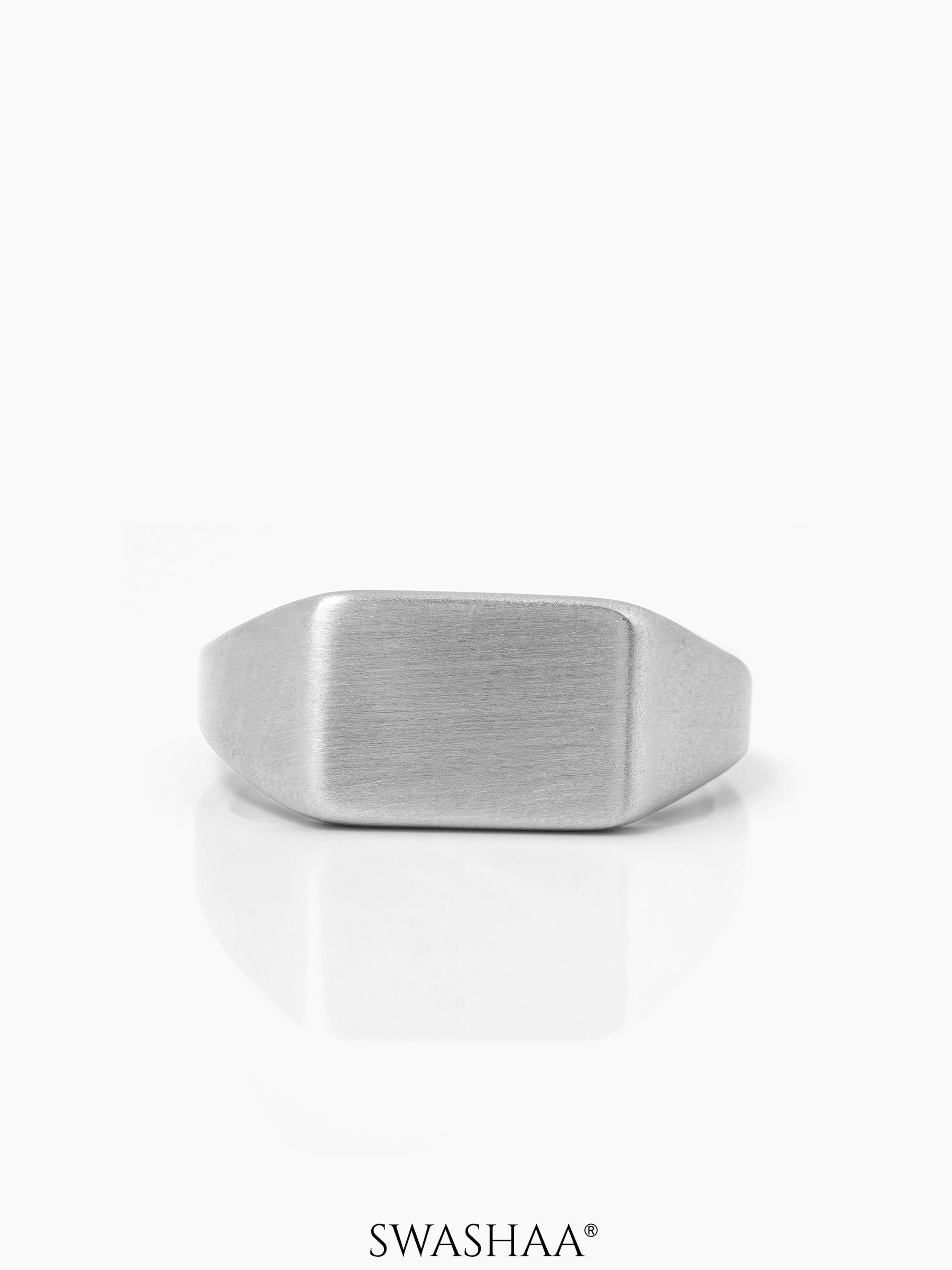 Vorn Matte Signet Rectangular Silver Band Men's Ring