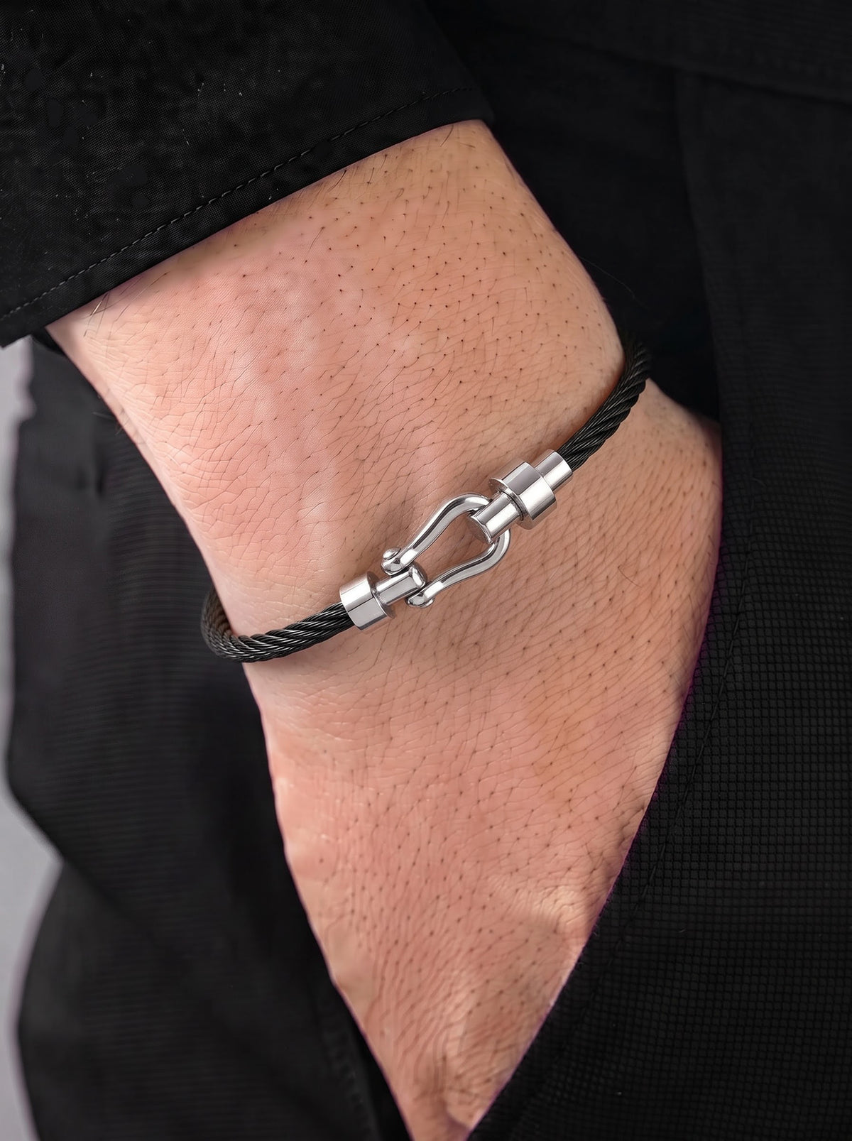 Vornix Charms Black - Silver Wired Men's Bracelet