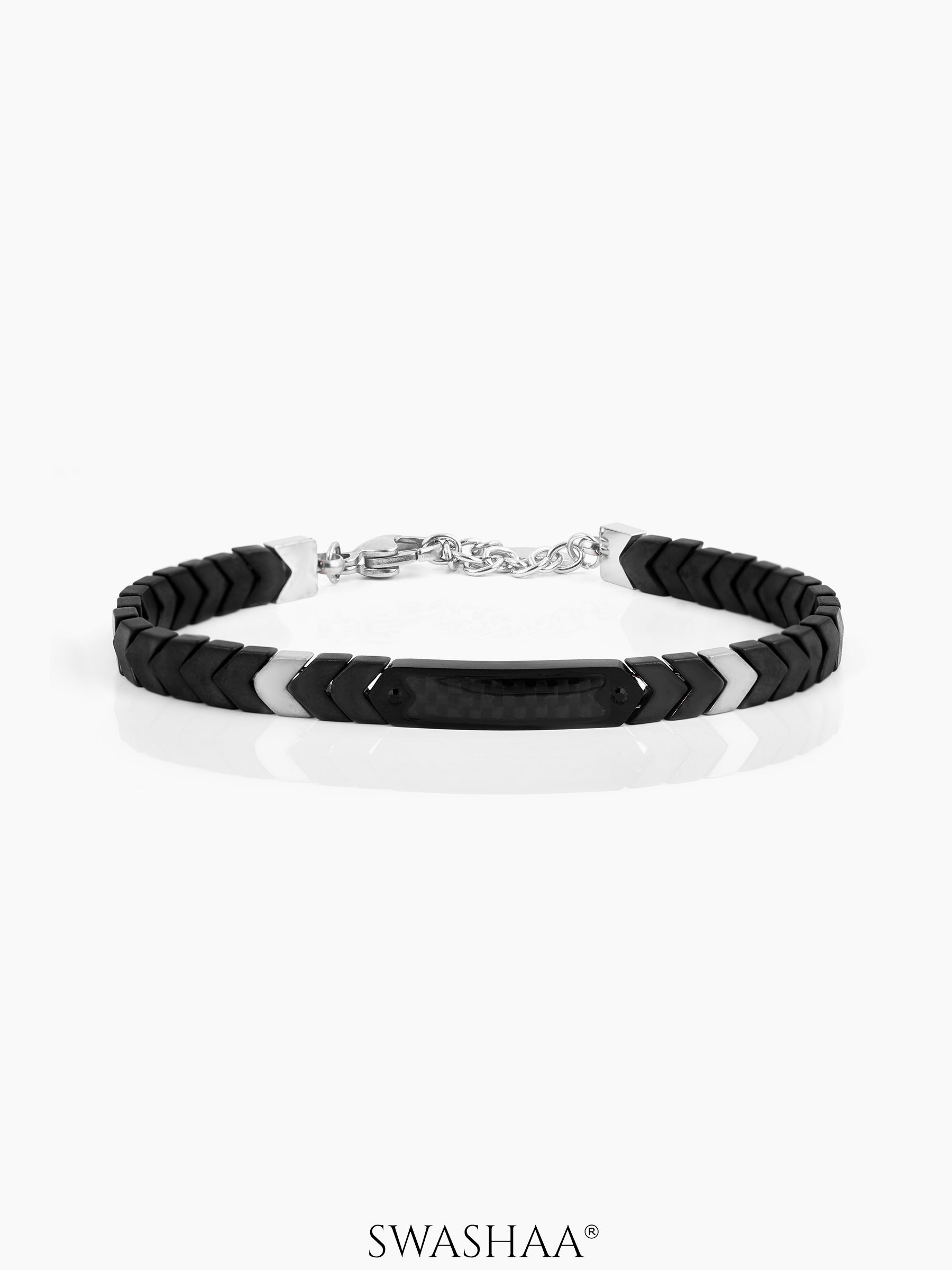 Warsaw Chevron Links Black Men's Bracelet