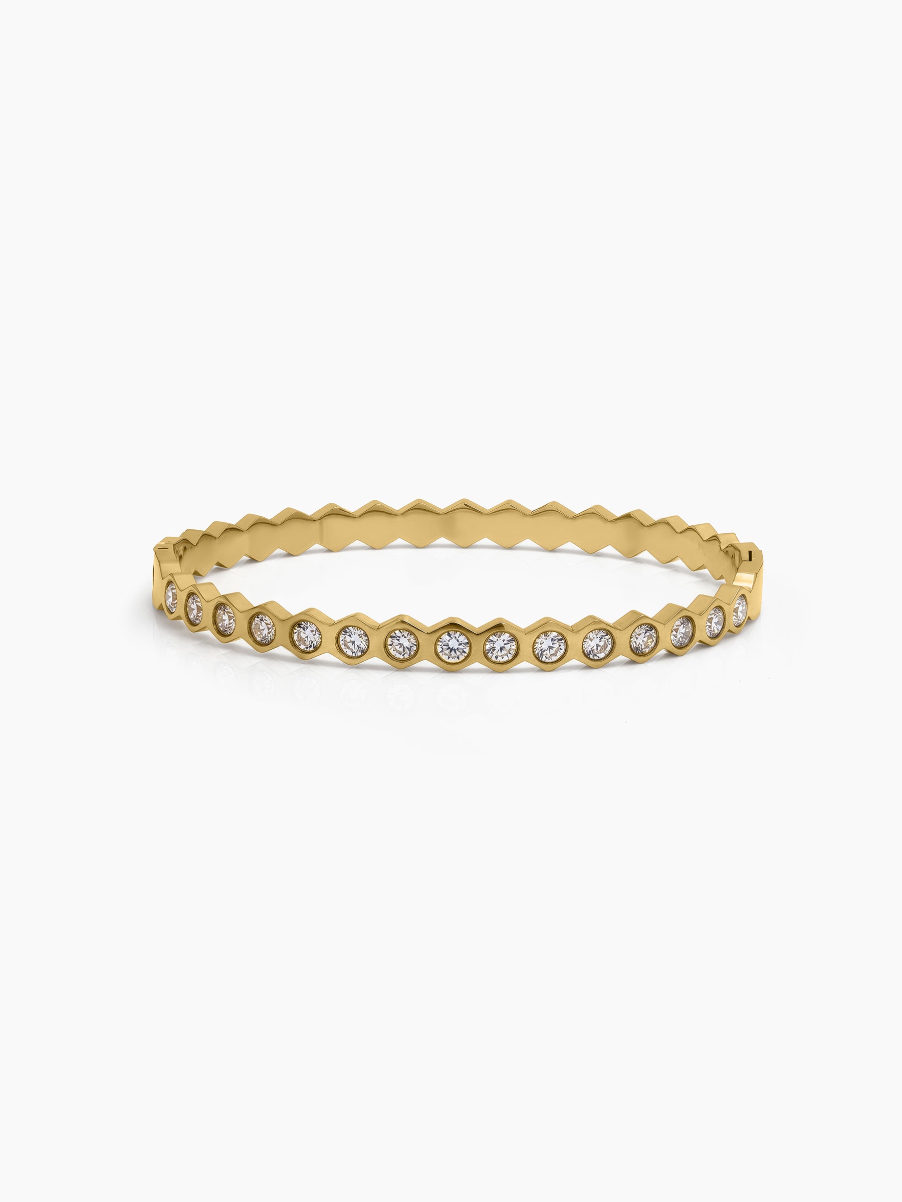 Wexa Diamond Solitaire Line 18K Gold Plated Women's Solid Band Bracelet