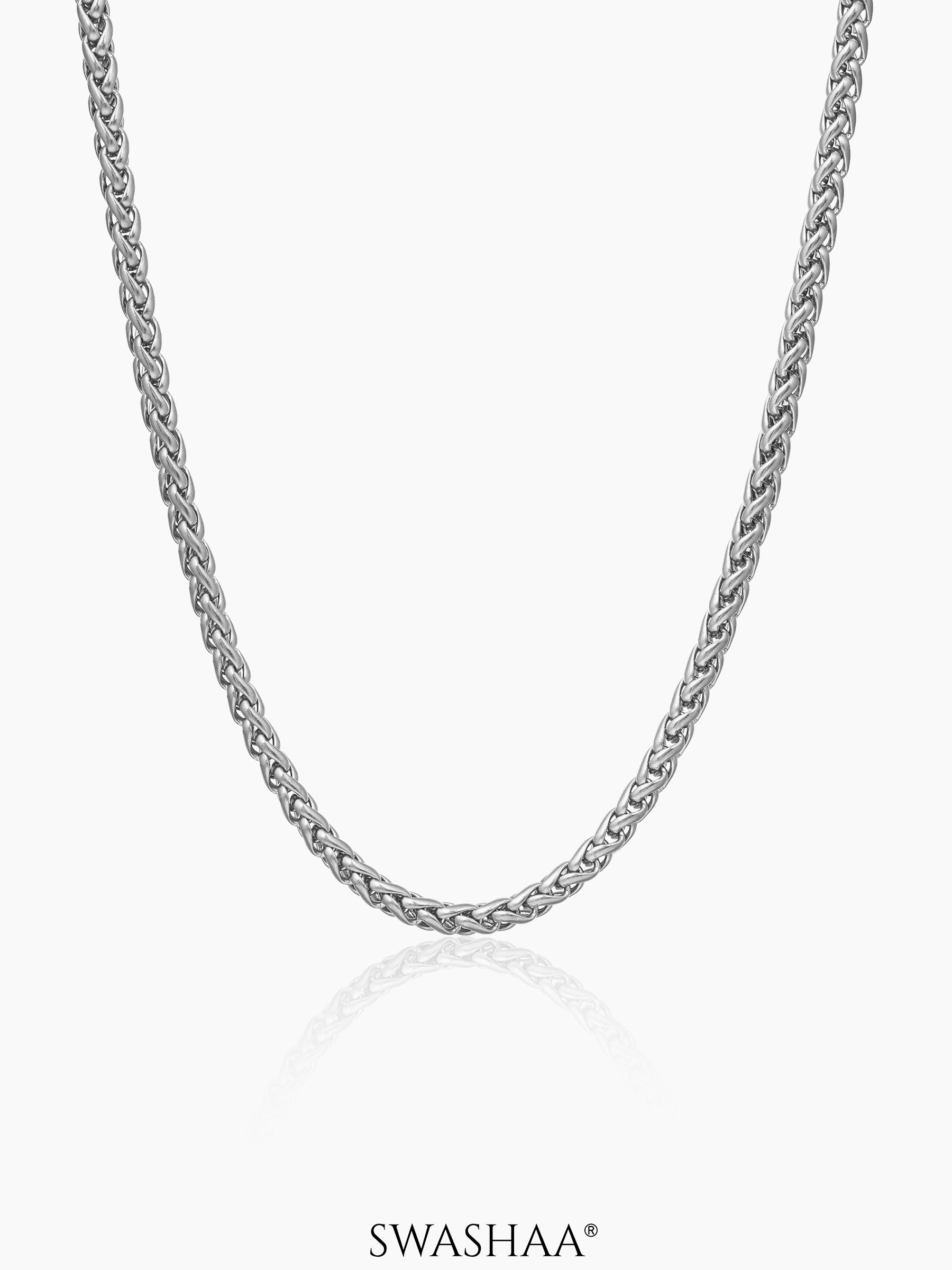 Wheat Woven Texture Silver 3MM Men's Chain