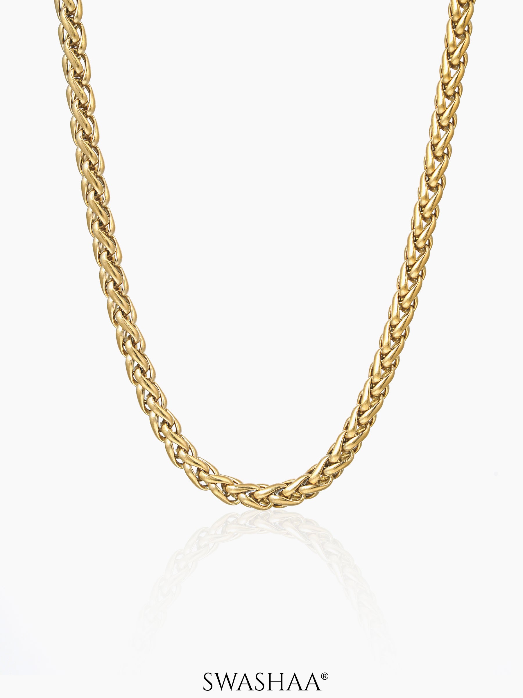 Wheat Woven Texture 18K Gold Plated 5 MM Men's Chain