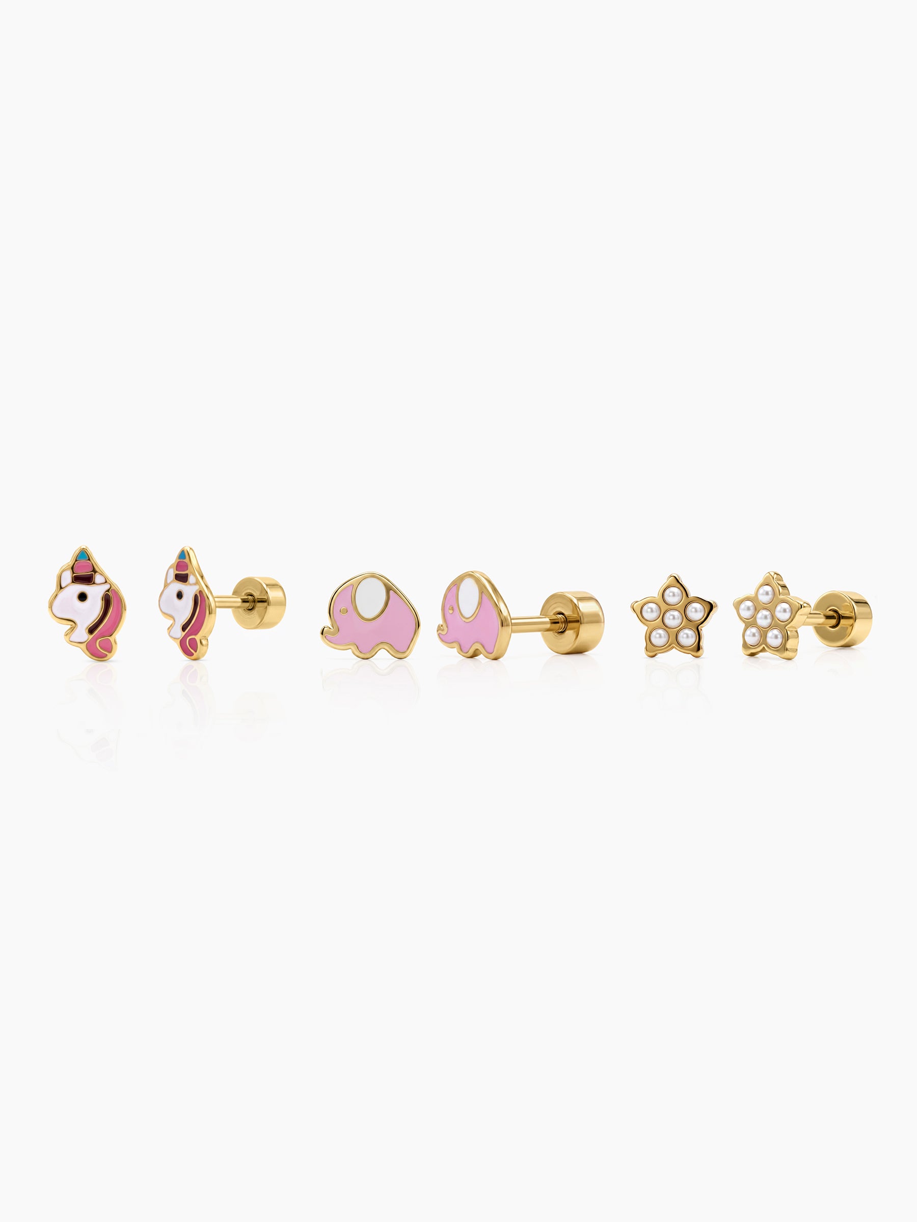 Whimsy Wonders 18K Gold Plated Kid's Earring Set