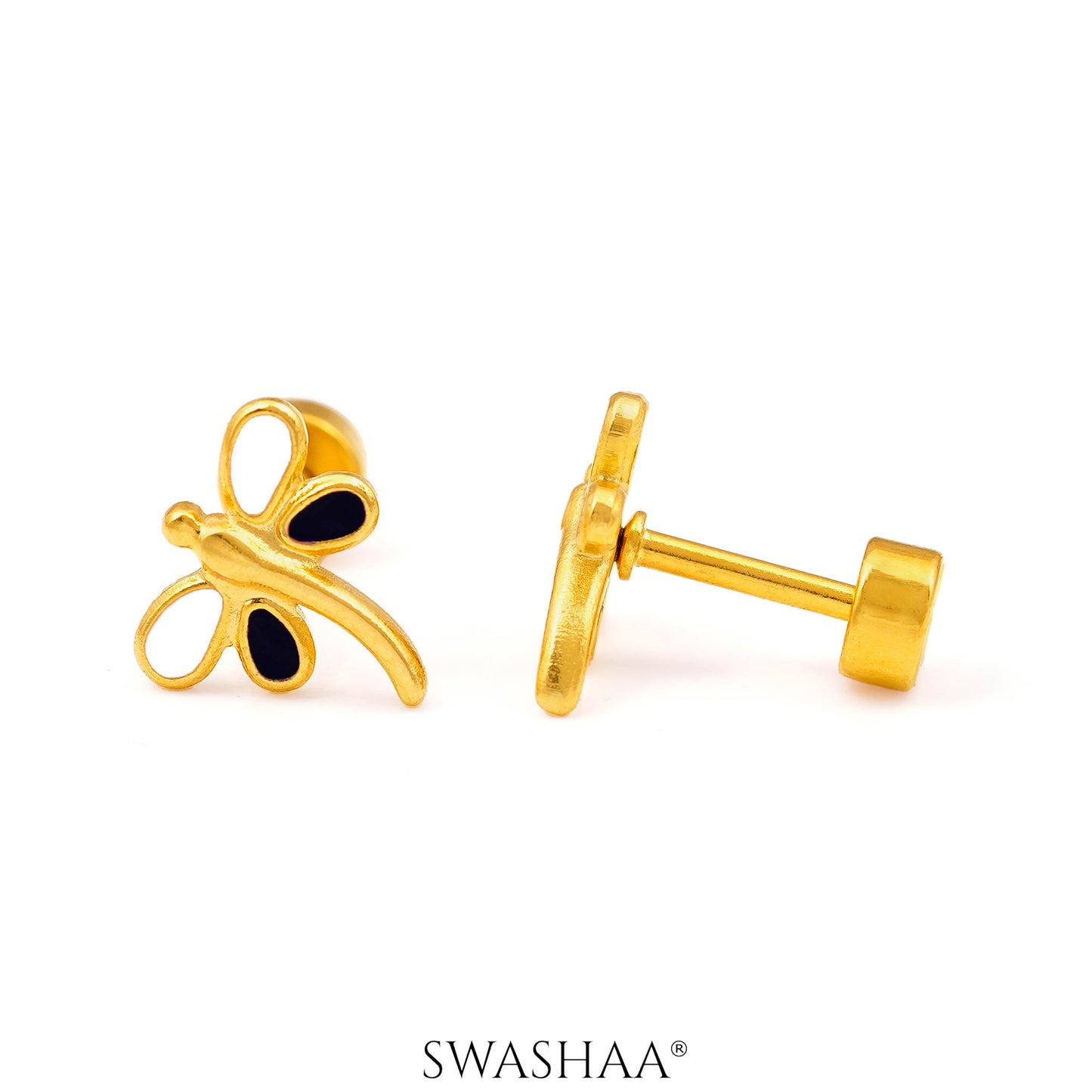 Dragonfly 18K Gold Plated Kid's Earrings