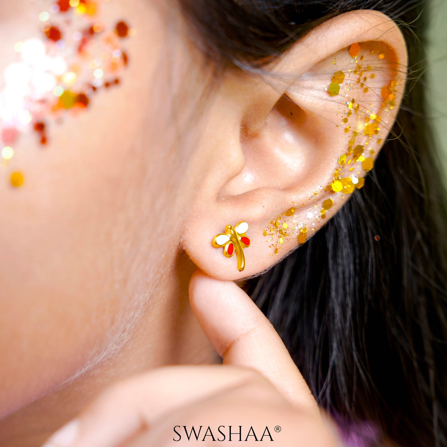 Dragonfly 18K Gold Plated Kid's Earrings