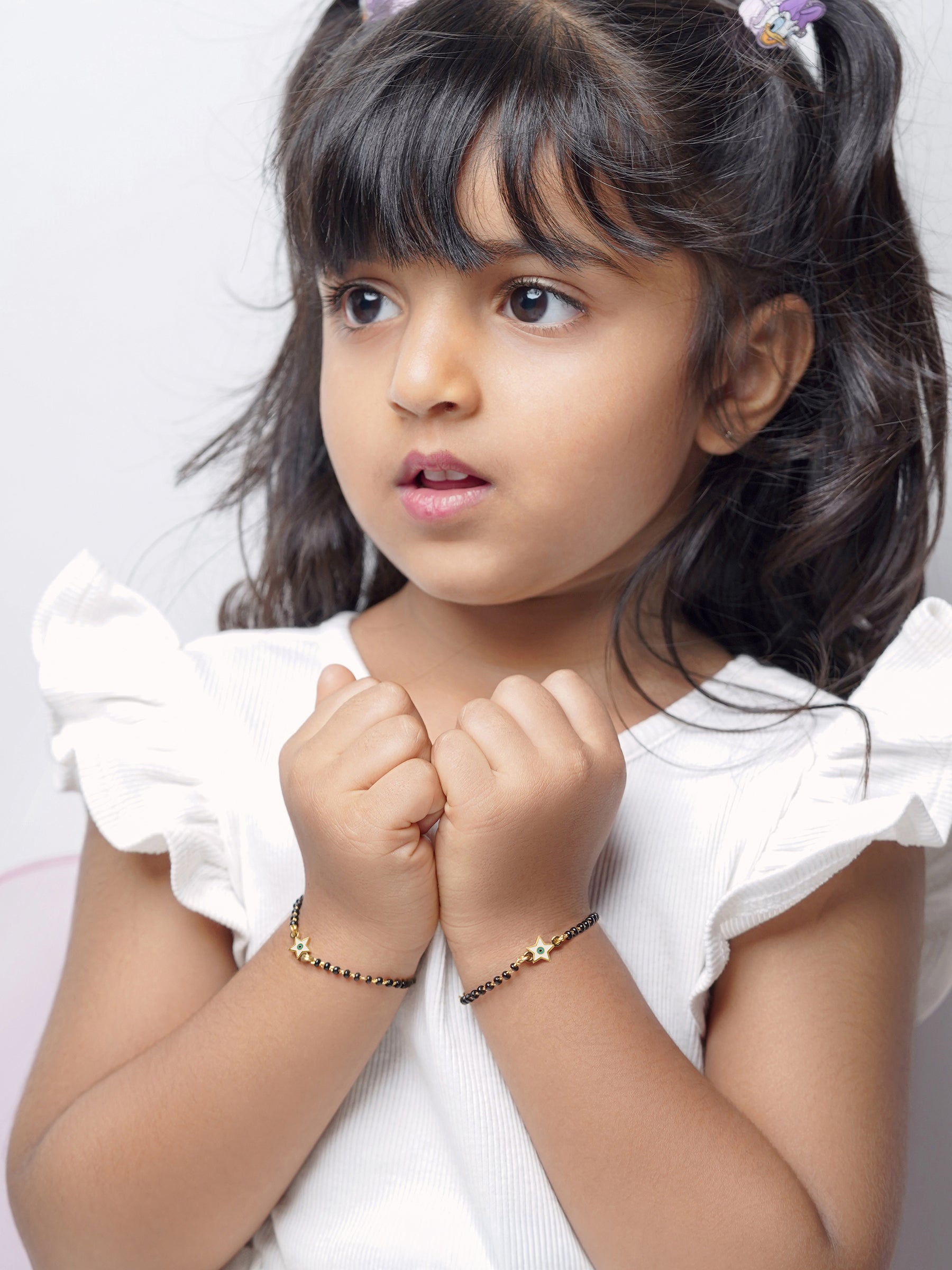 Wish Star Evil Eye Charm 18K Gold Plated Kid's Nazariya Bracelet