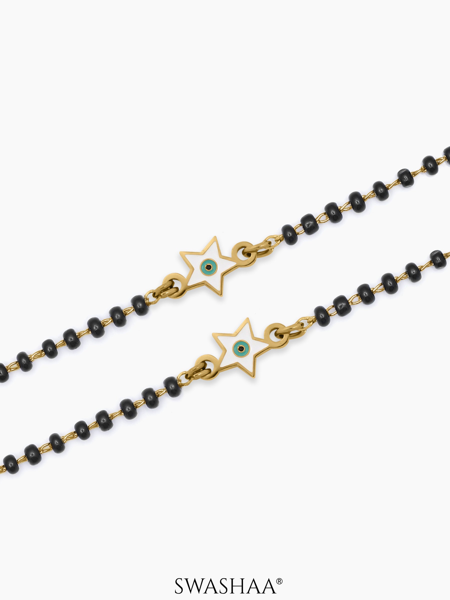 Wish Star Evil Eye Charm 18K Gold Plated Kid's Nazariya Bracelet