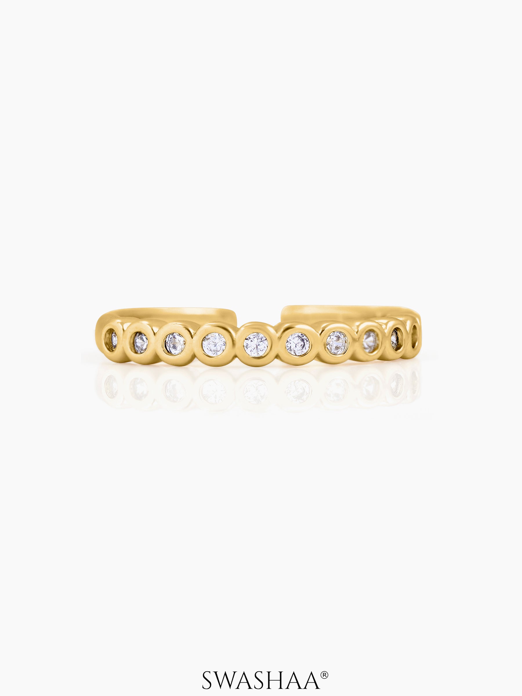Wisha Band White Emarald Diamonds Adjustable 18K Gold Plated Ring