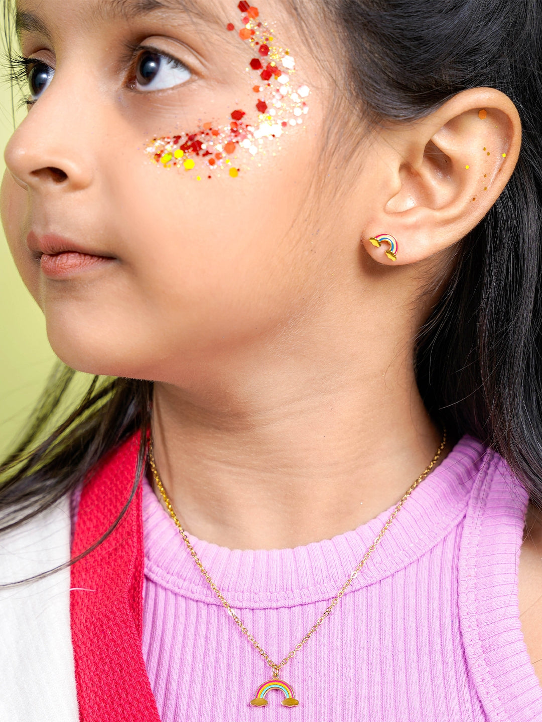 Wow Rainbow Charm 18K Gold Plated Kid's Chain Pendant Necklace