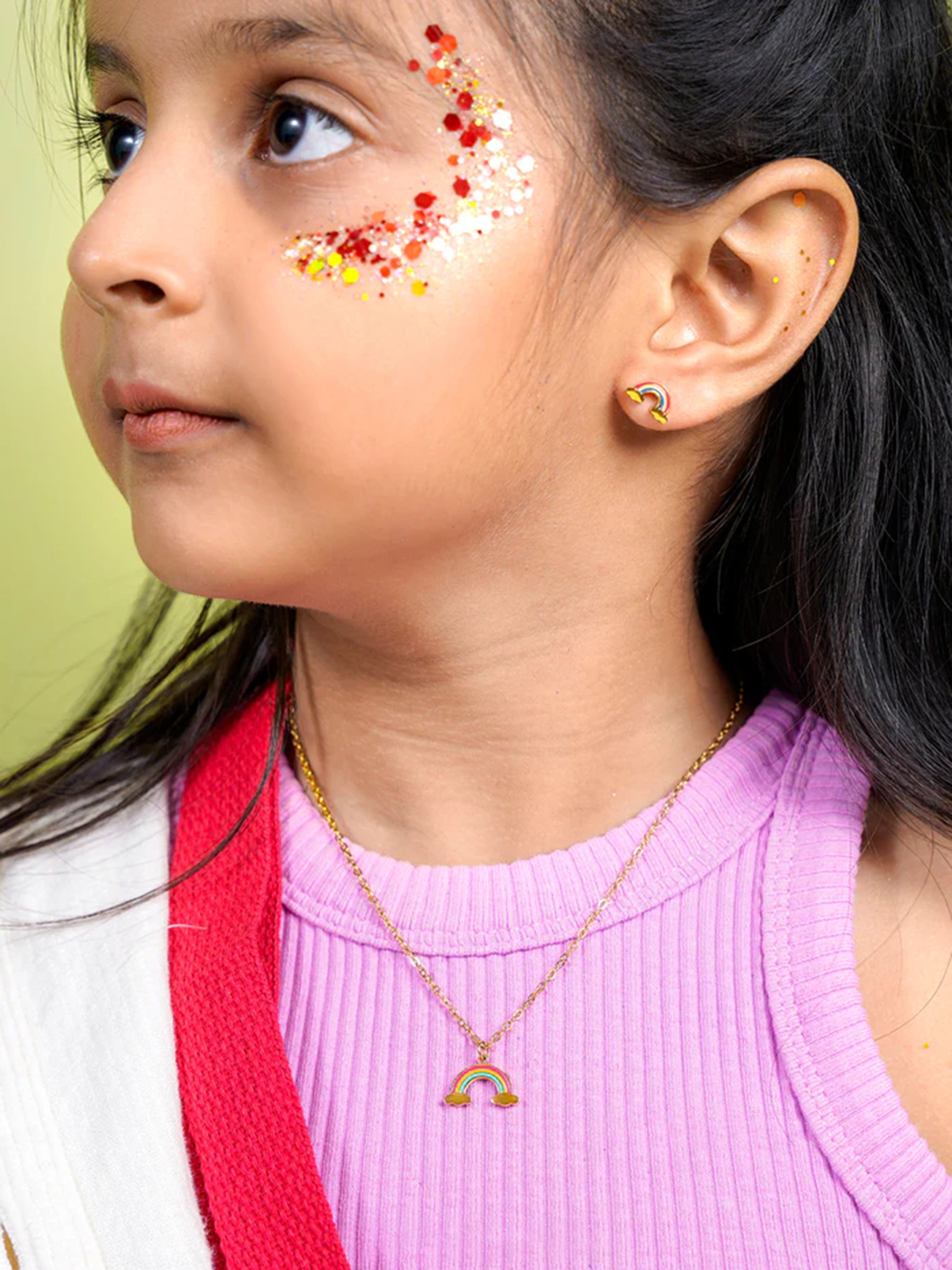 Wow Rainbow Charm 18K Gold Plated Kid's Stud Earrings