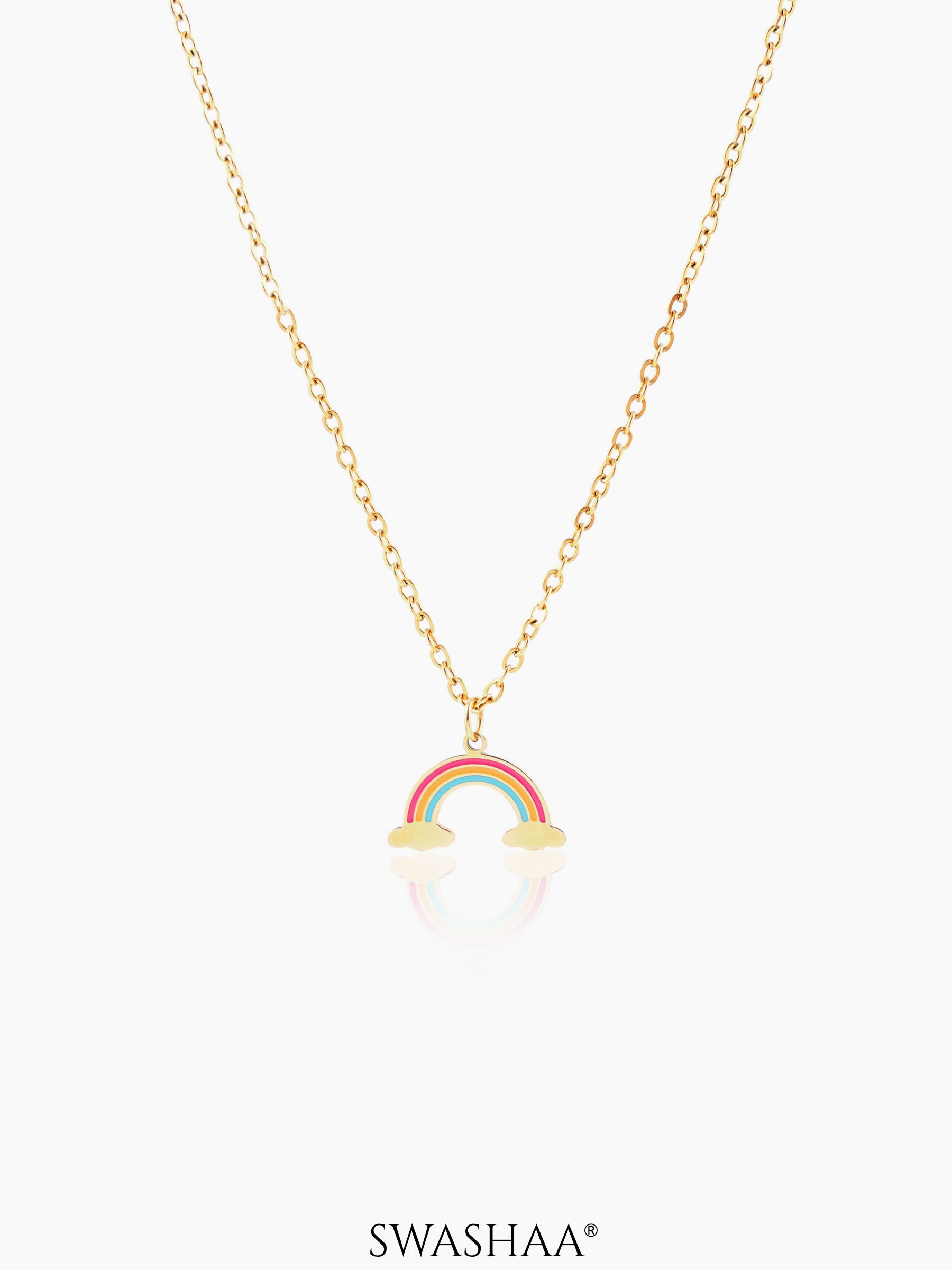 Wow Rainbow Charm 18K Gold Plated Kid's Chain Pendant Necklace