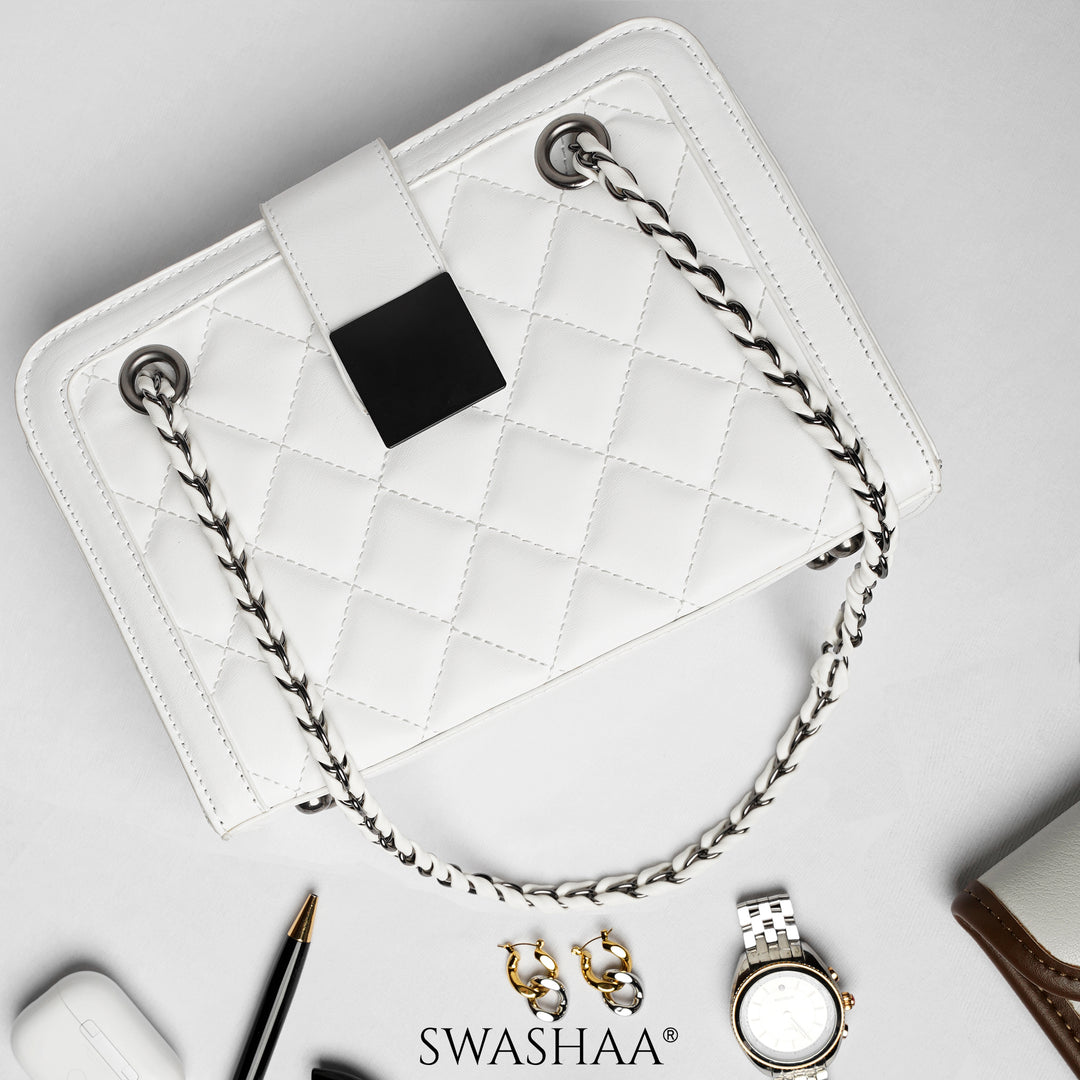 Wren Daisy White Leather Shoulder Bag