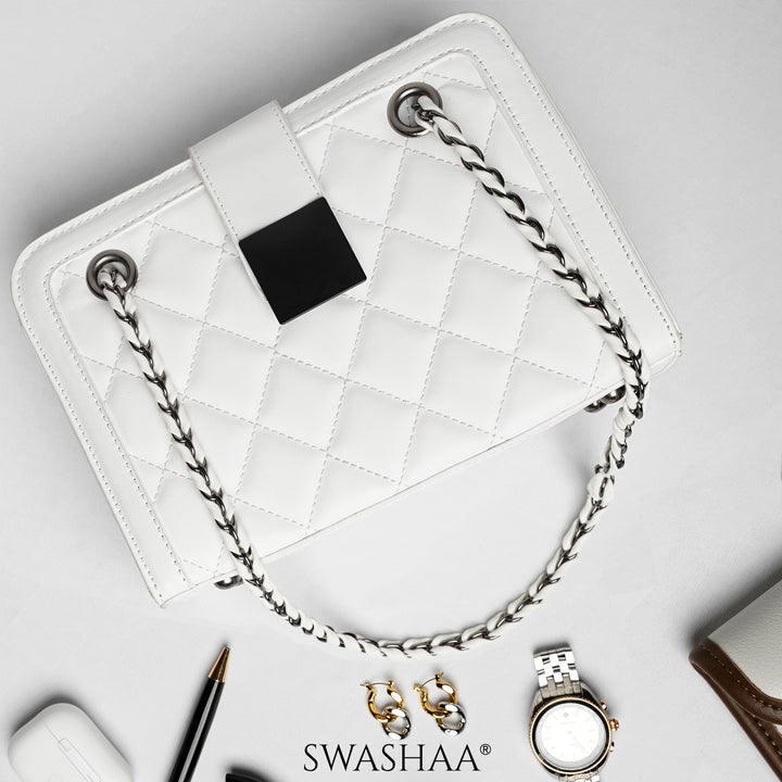 Wren Daisy White Leather Shoulder Bag