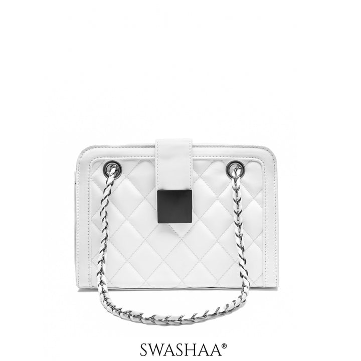 Wren Daisy White Leather Shoulder Bag