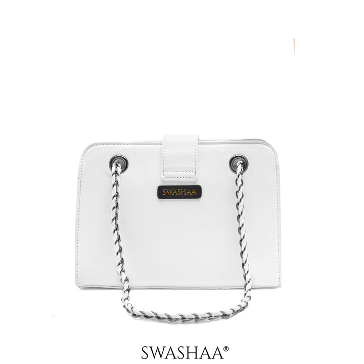 Wren Daisy White Leather Shoulder Bag