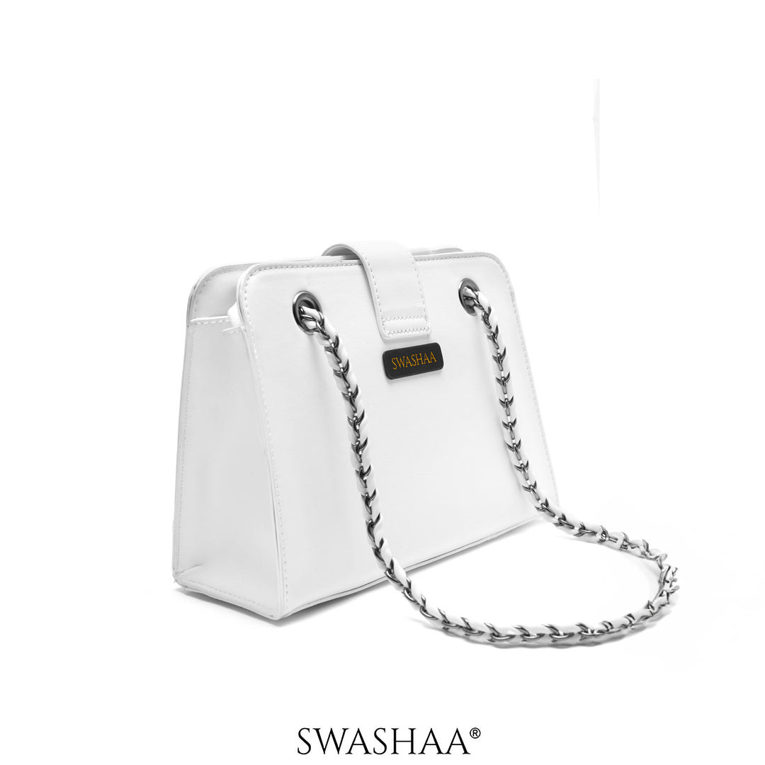 Wren Daisy White Leather Shoulder Bag