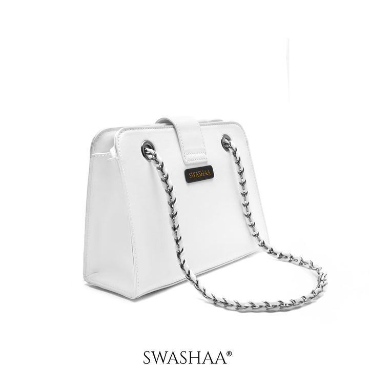Wren Daisy White Leather Shoulder Bag