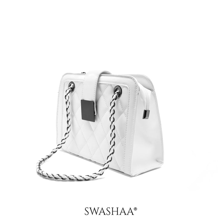 Wren Daisy White Leather Shoulder Bag