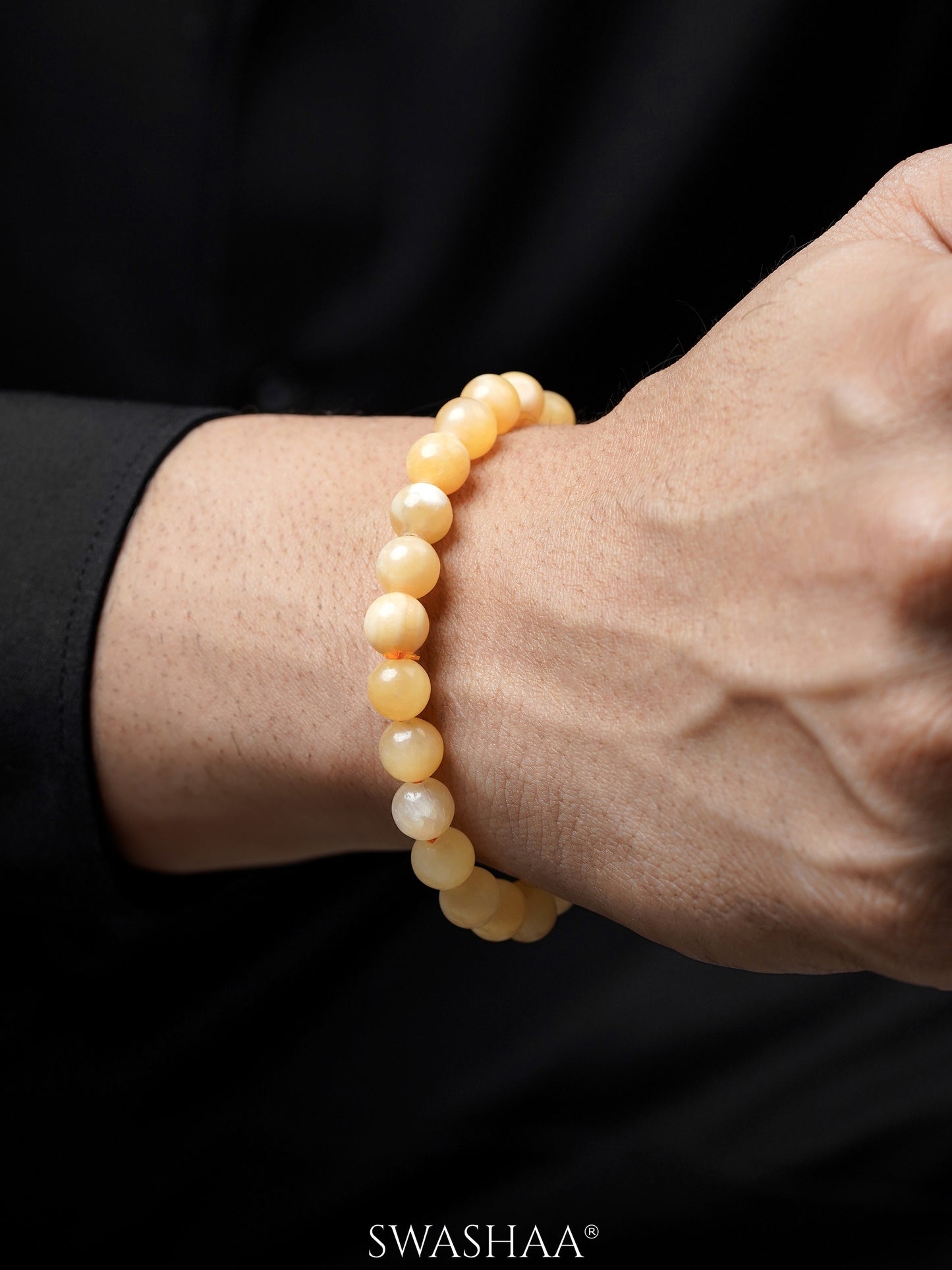 Yellow Calcite Men's Beaded Bracelet