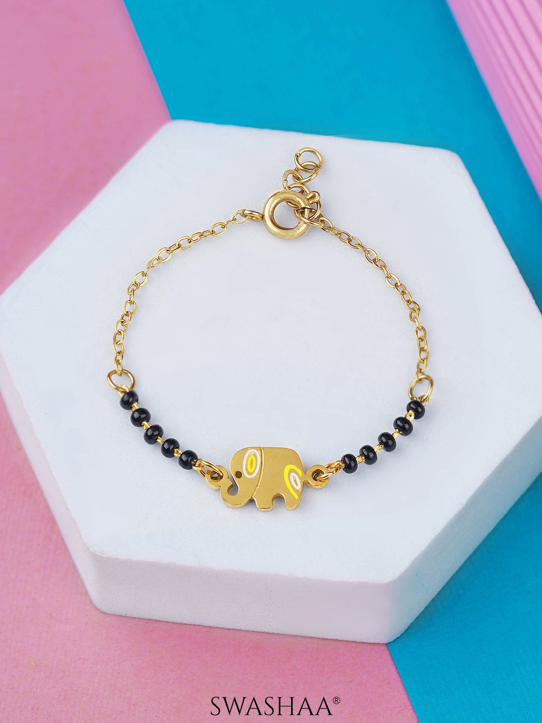 Yolo Elephant Charm 18K Gold Plated Kid's Nazariya Loose Bracelet