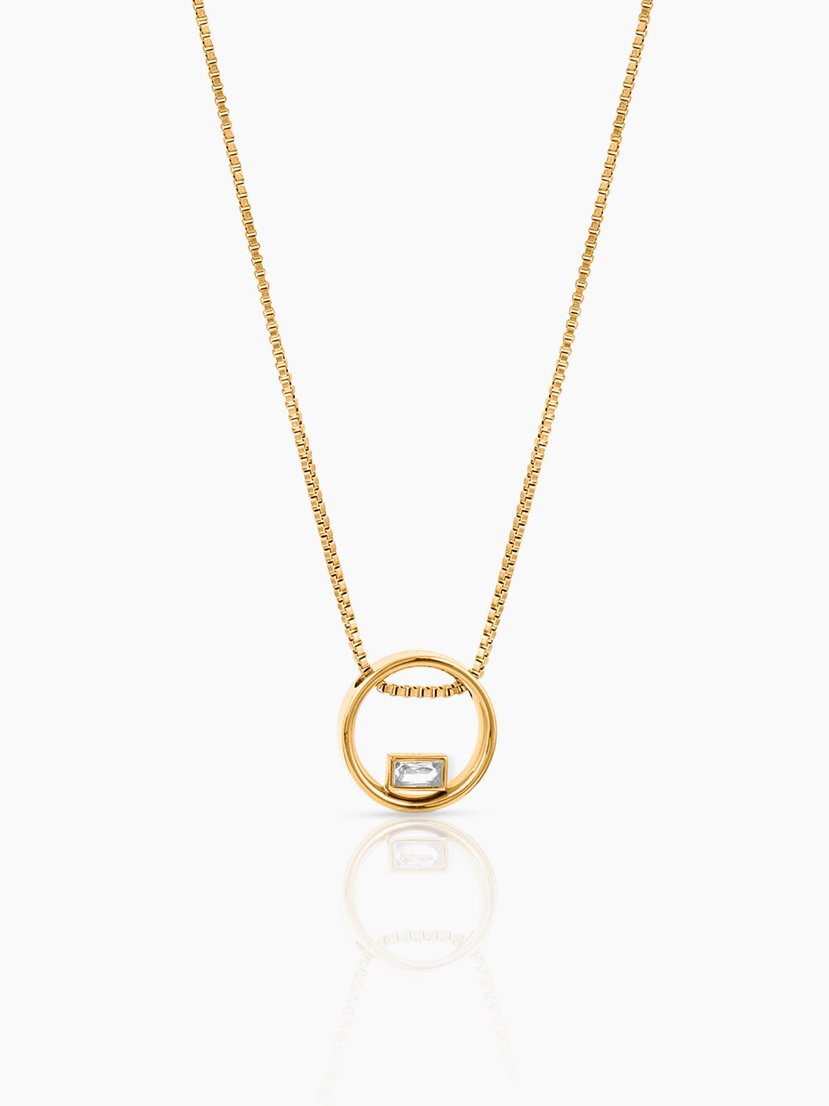 Zara Baguette Cut Crystal 18K Gold Plated Chain Pendant Necklace