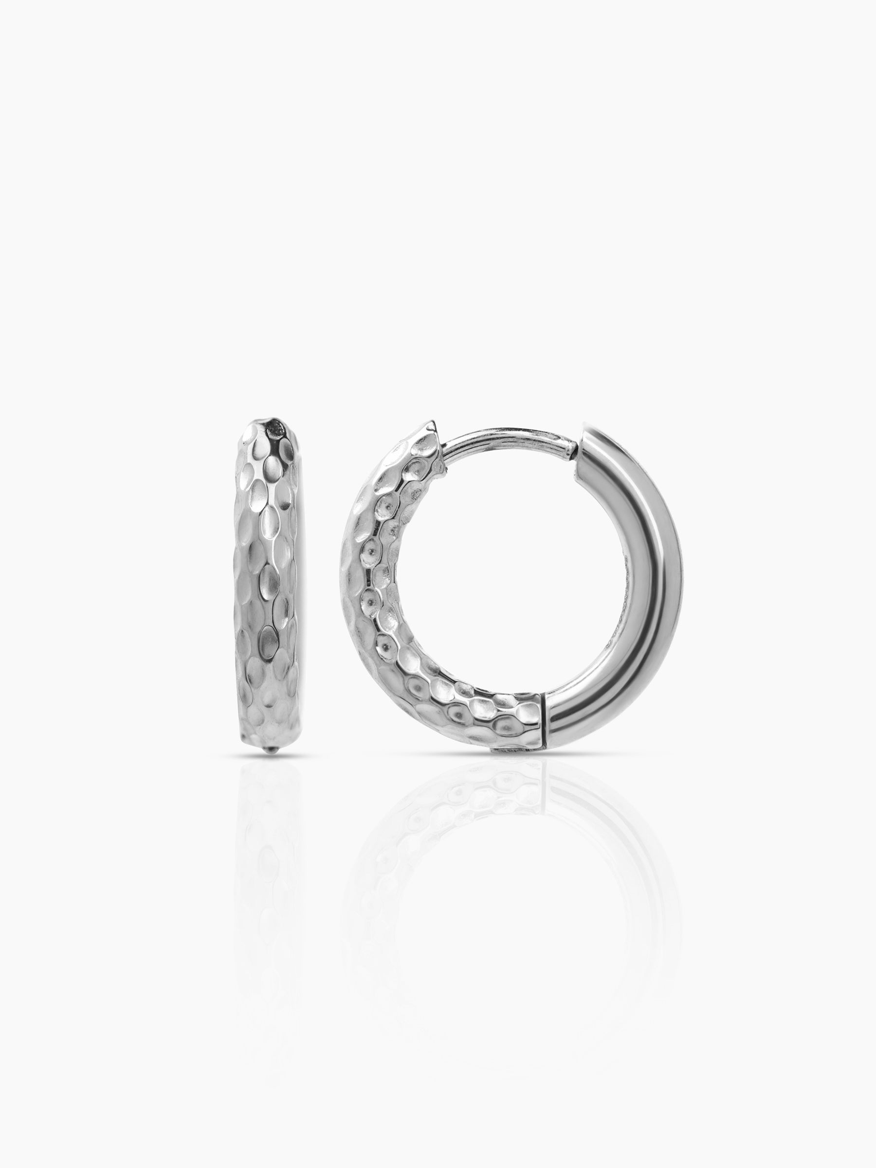 Zarek Textured Silver Men's Hoop Earrings