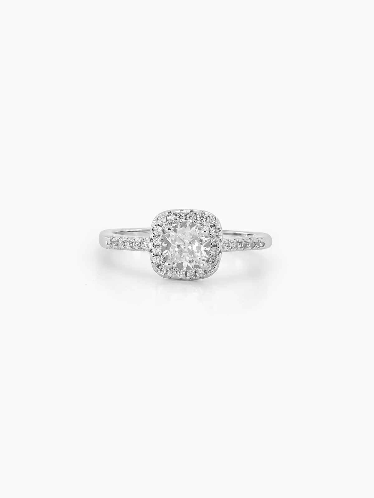 Zariel Cushion Silver Diamond Solitaire Women's Ring