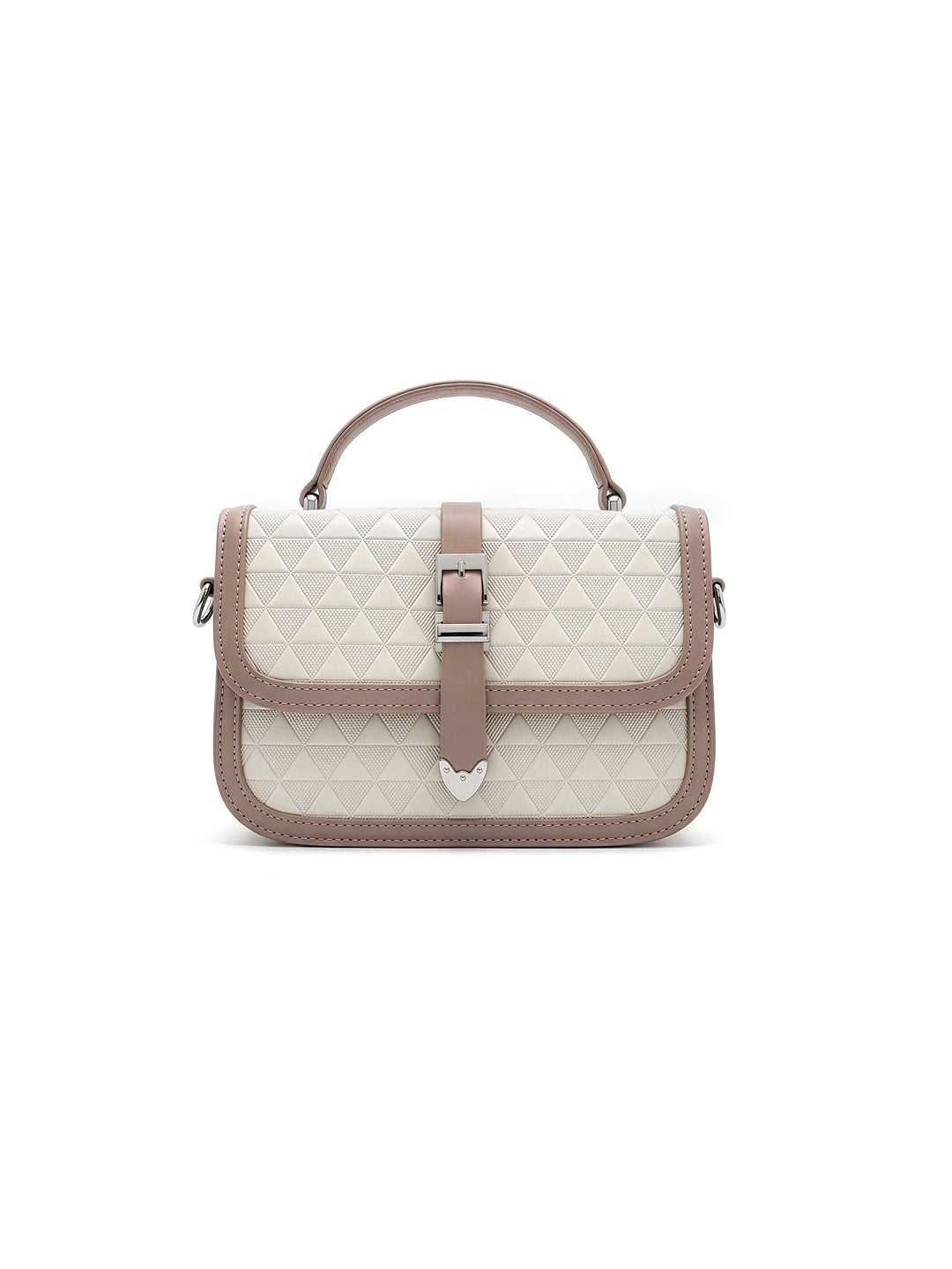 Zavira Beige - White Leather Sling Bag - Swashaa