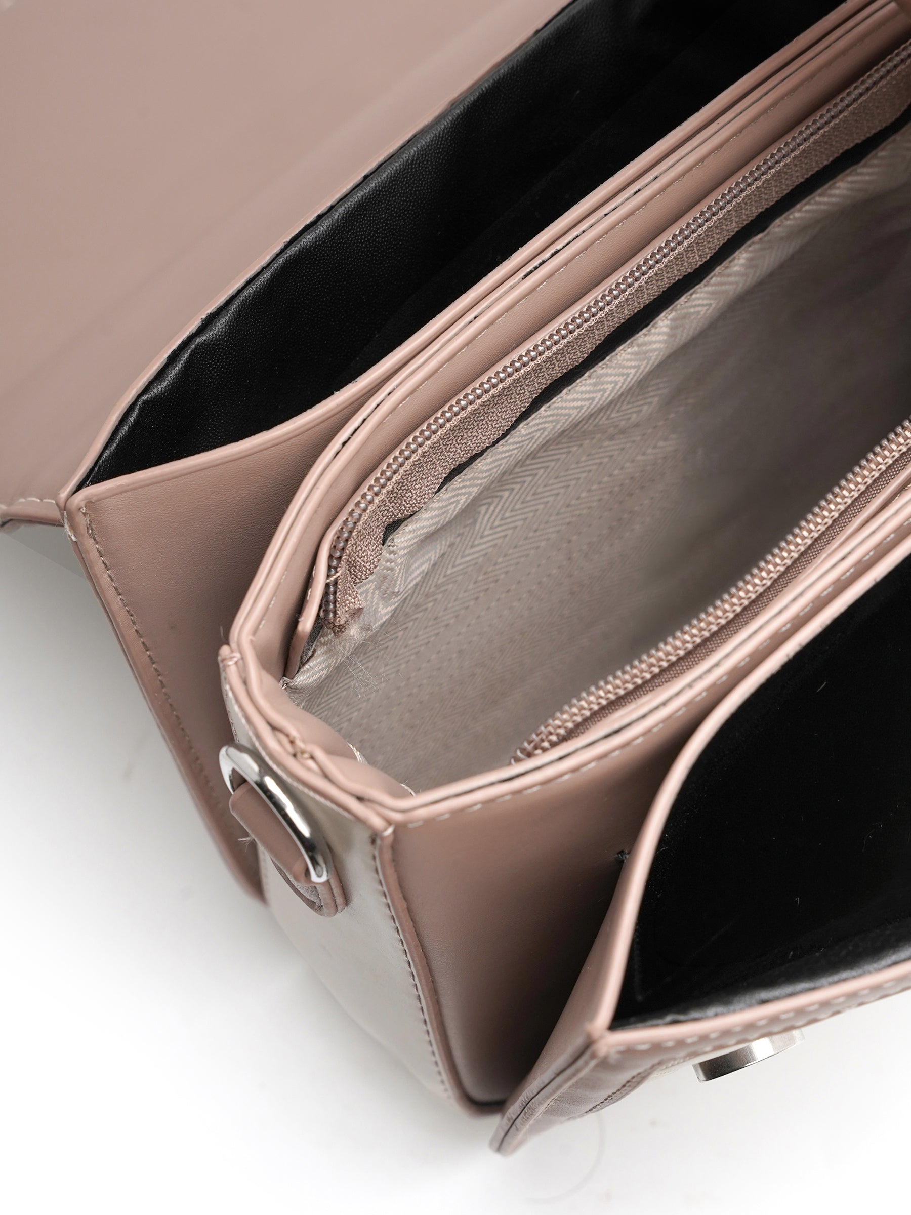 Zavira Beige - White Leather Sling Bag - Swashaa