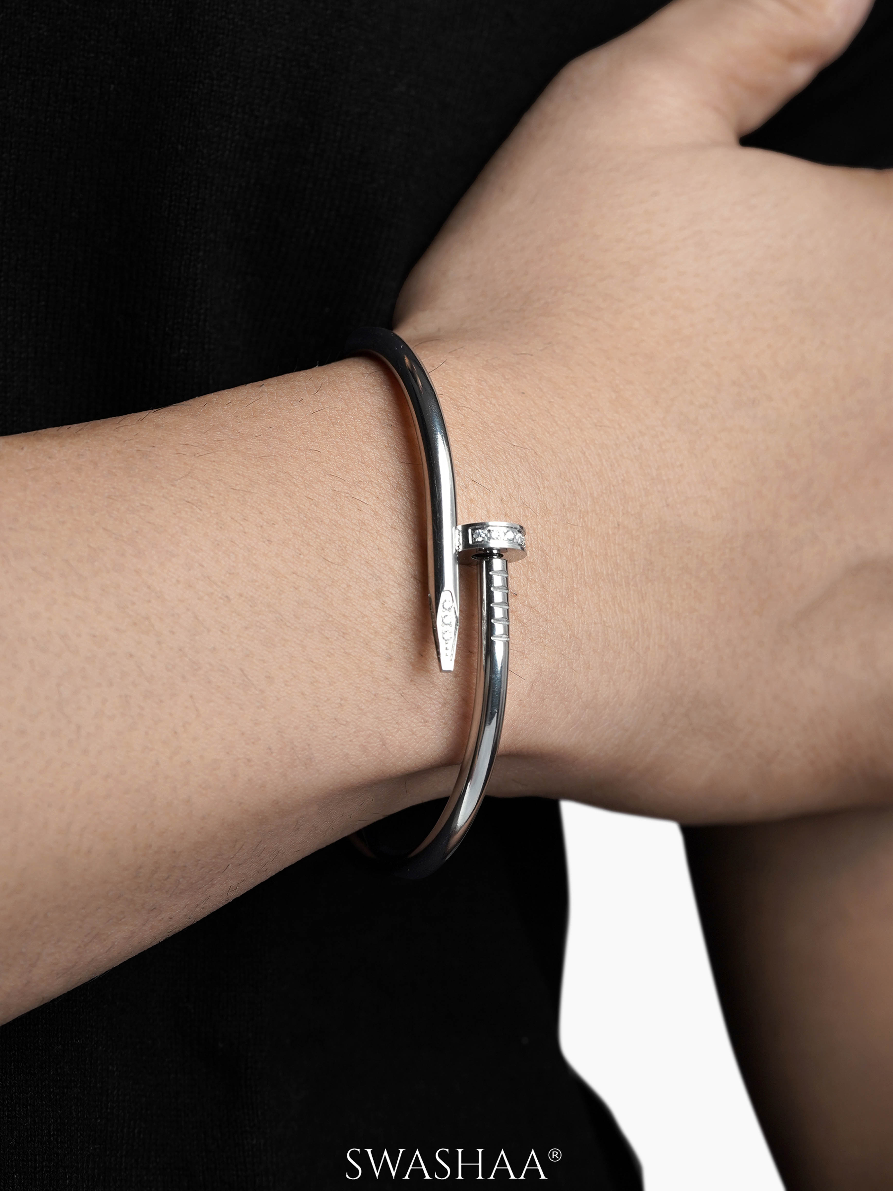 Zayden Diamond Nail Silver Men's Bracelet