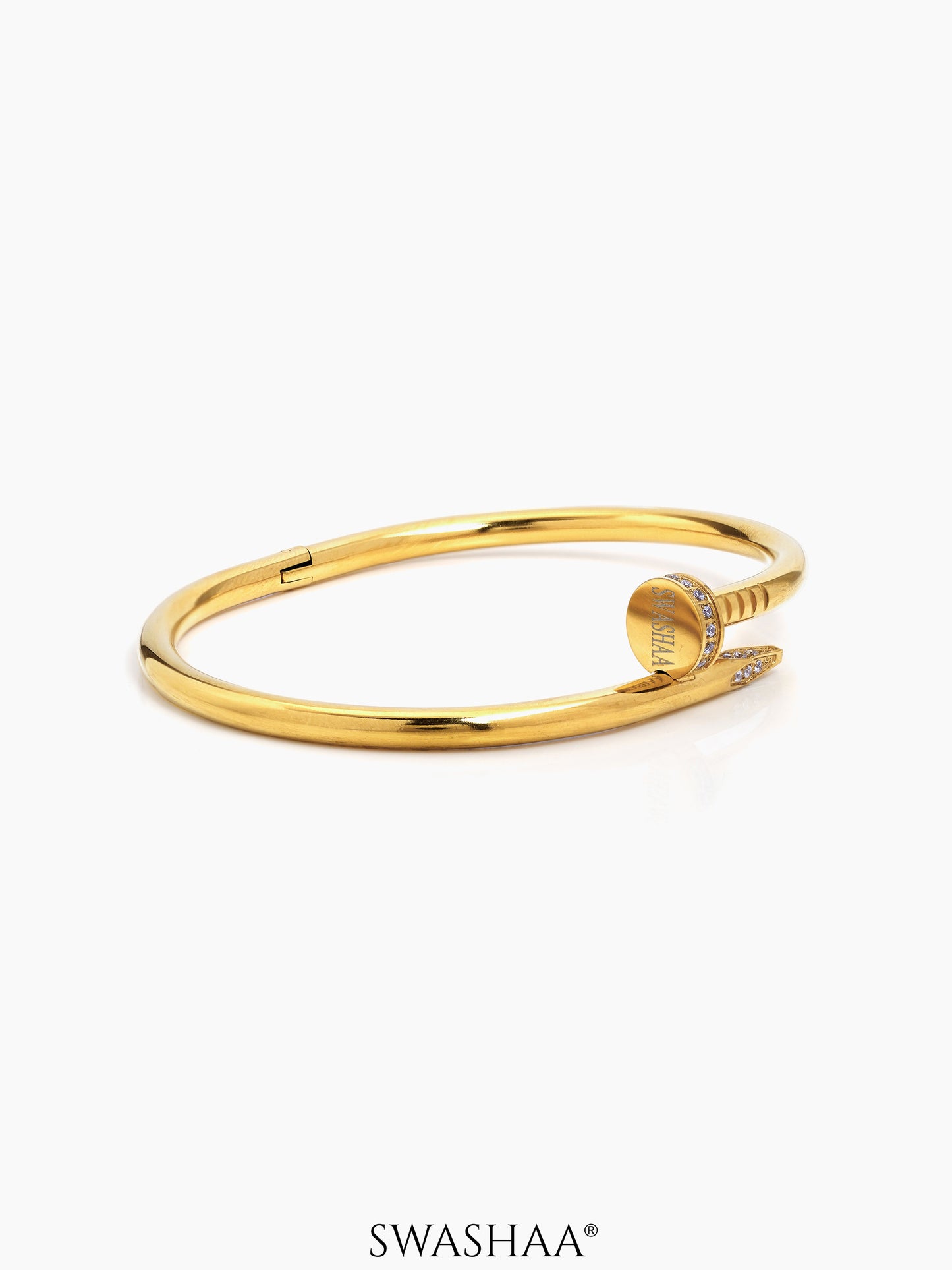 Zayden Diamond Nail 18K Gold Plated Band Bracelet