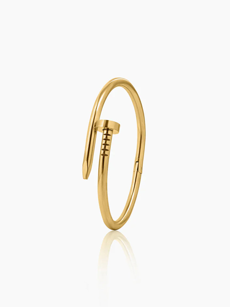 Zayden Solid Nail 18k Gold Plated Band Bracelet