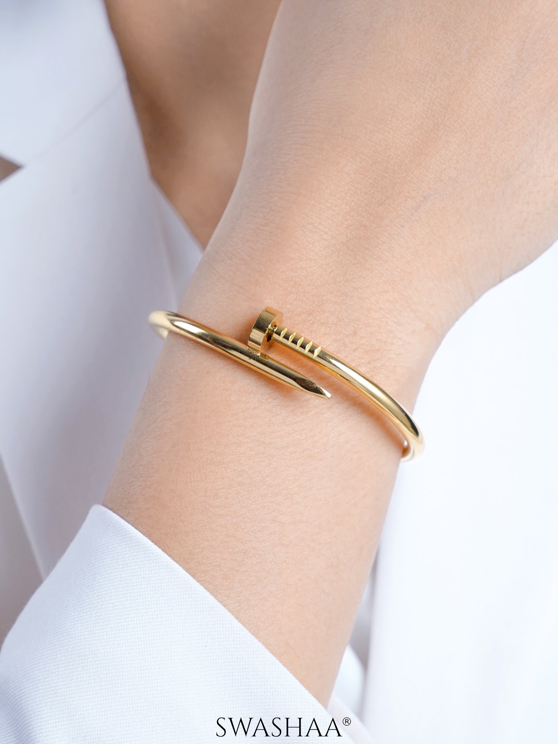 Zayden Solid Nail 18K Gold Plated Men's Bracelet