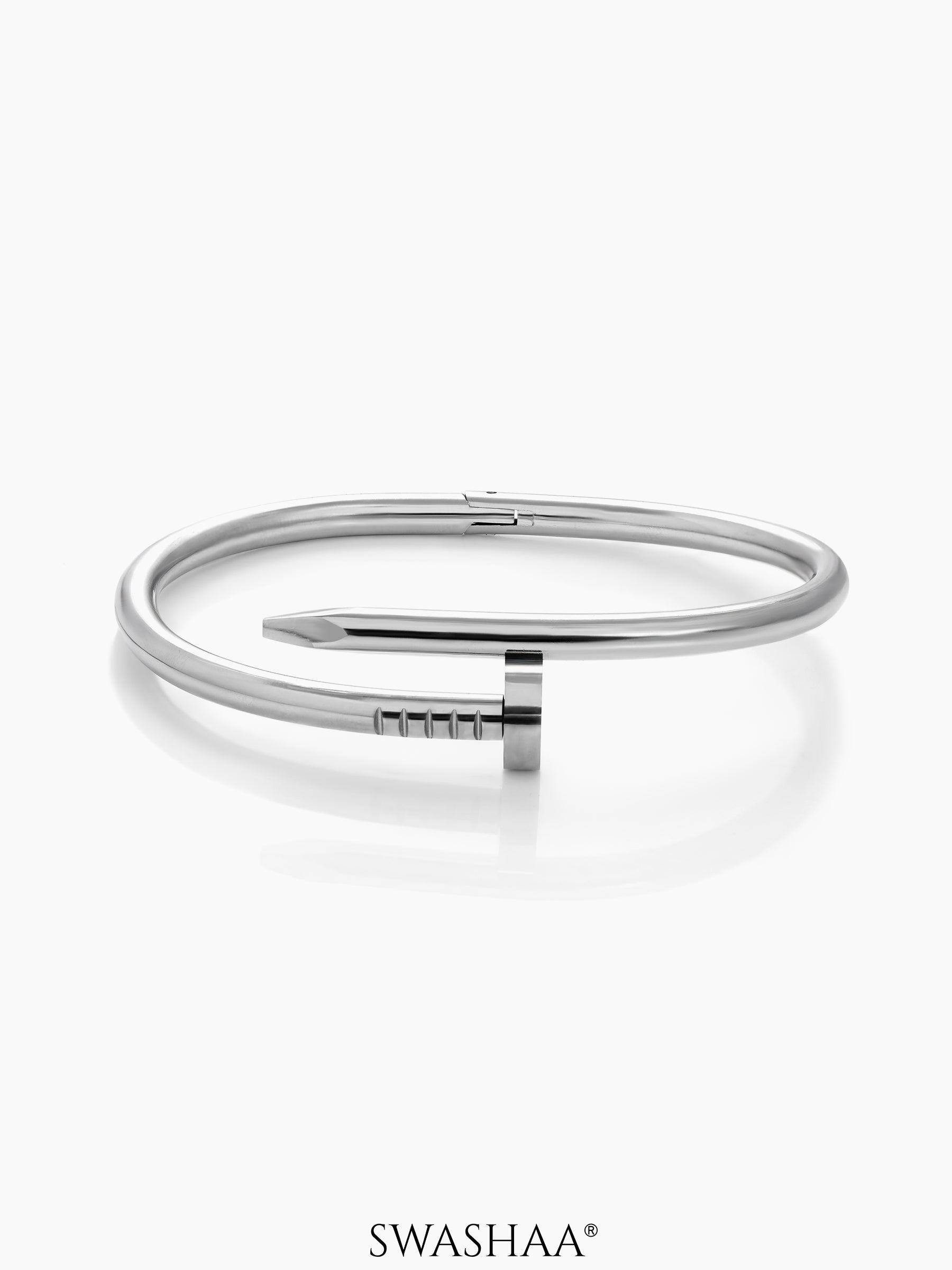 Zayden Solid Nail Silver Men's Bracelet