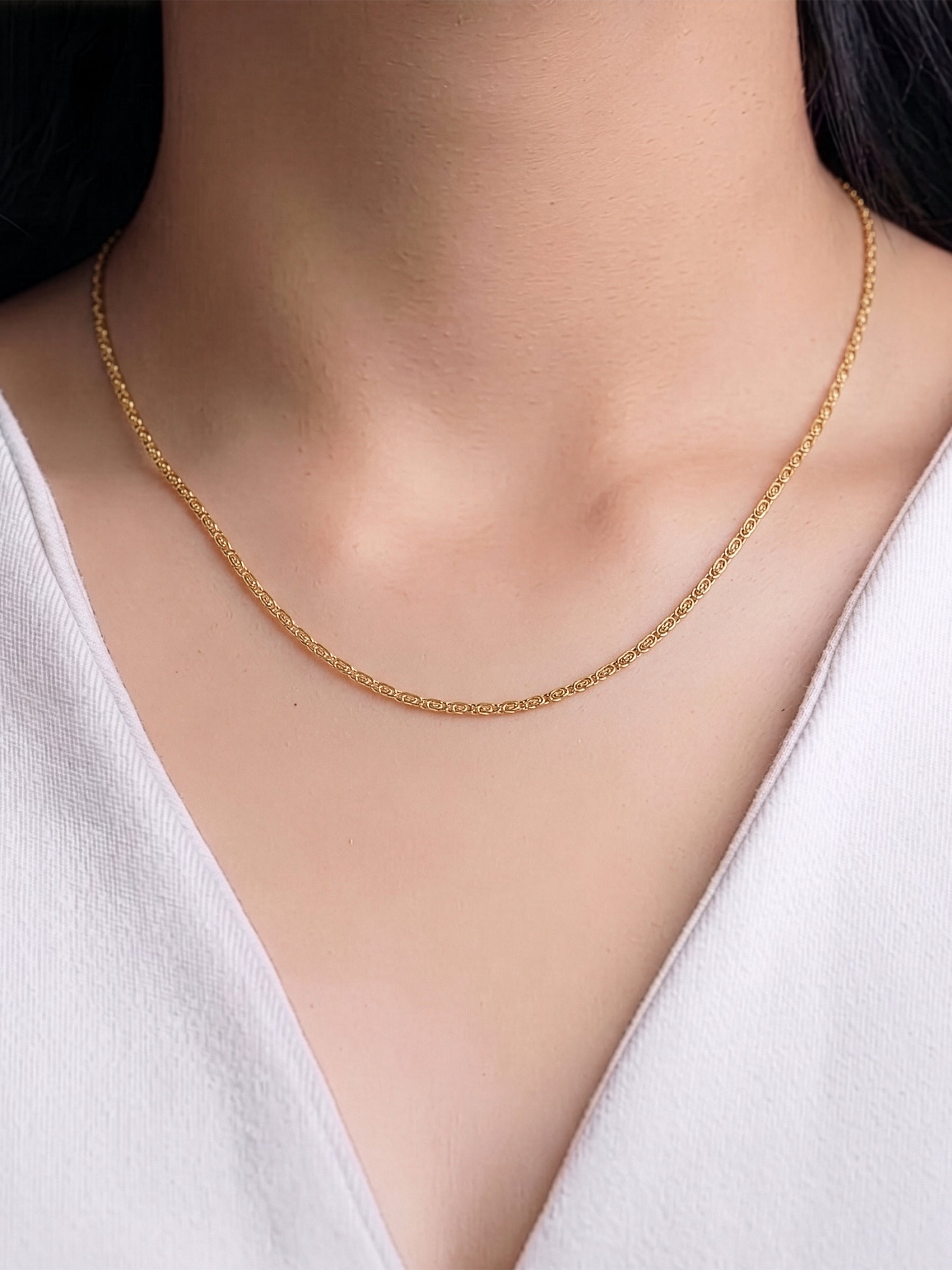 Zeke Oval Link 2MM 18K Gold Plated Women's Chain