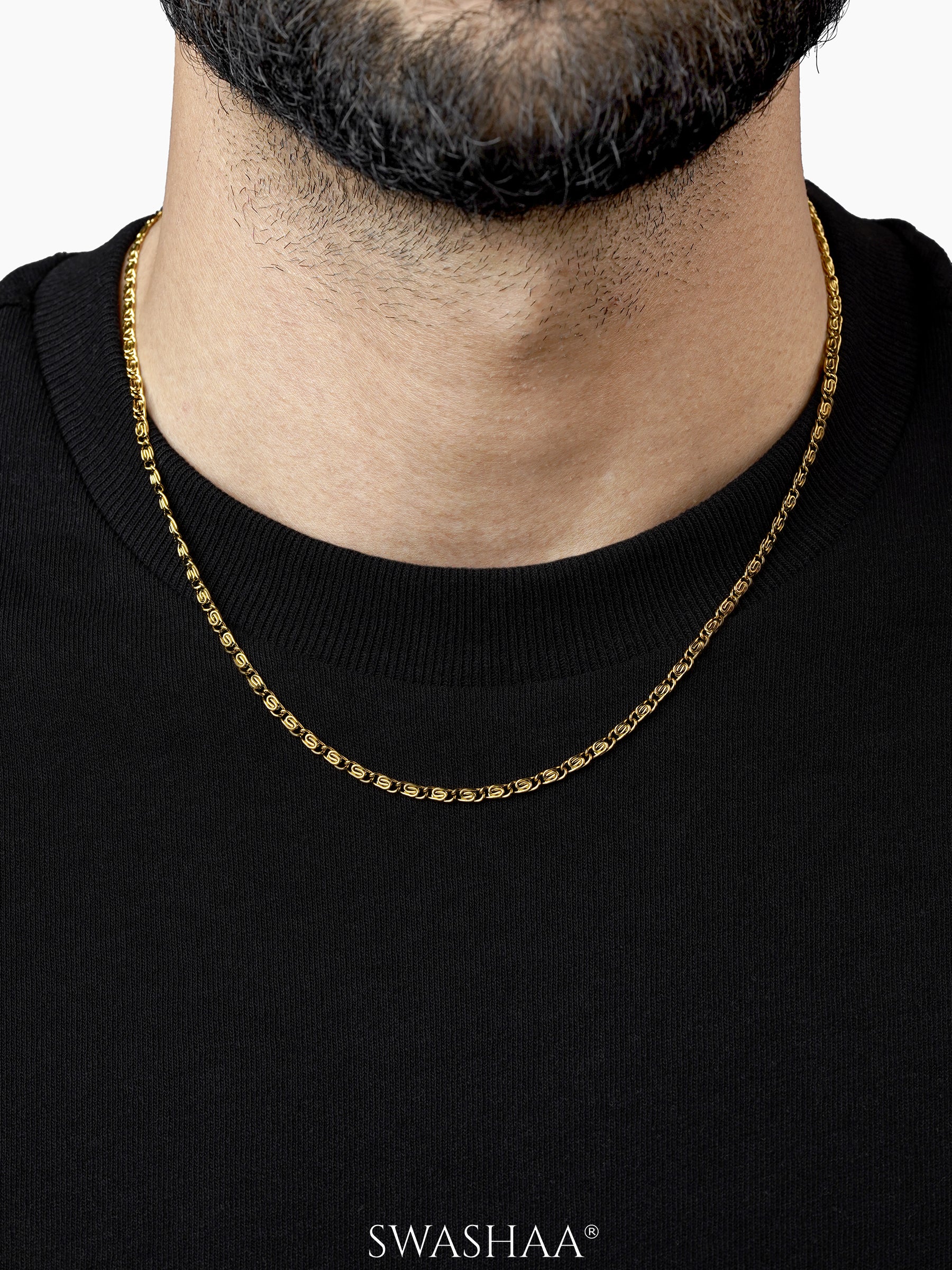 Zeke Twisted 18K Gold Plated Men's Chain
