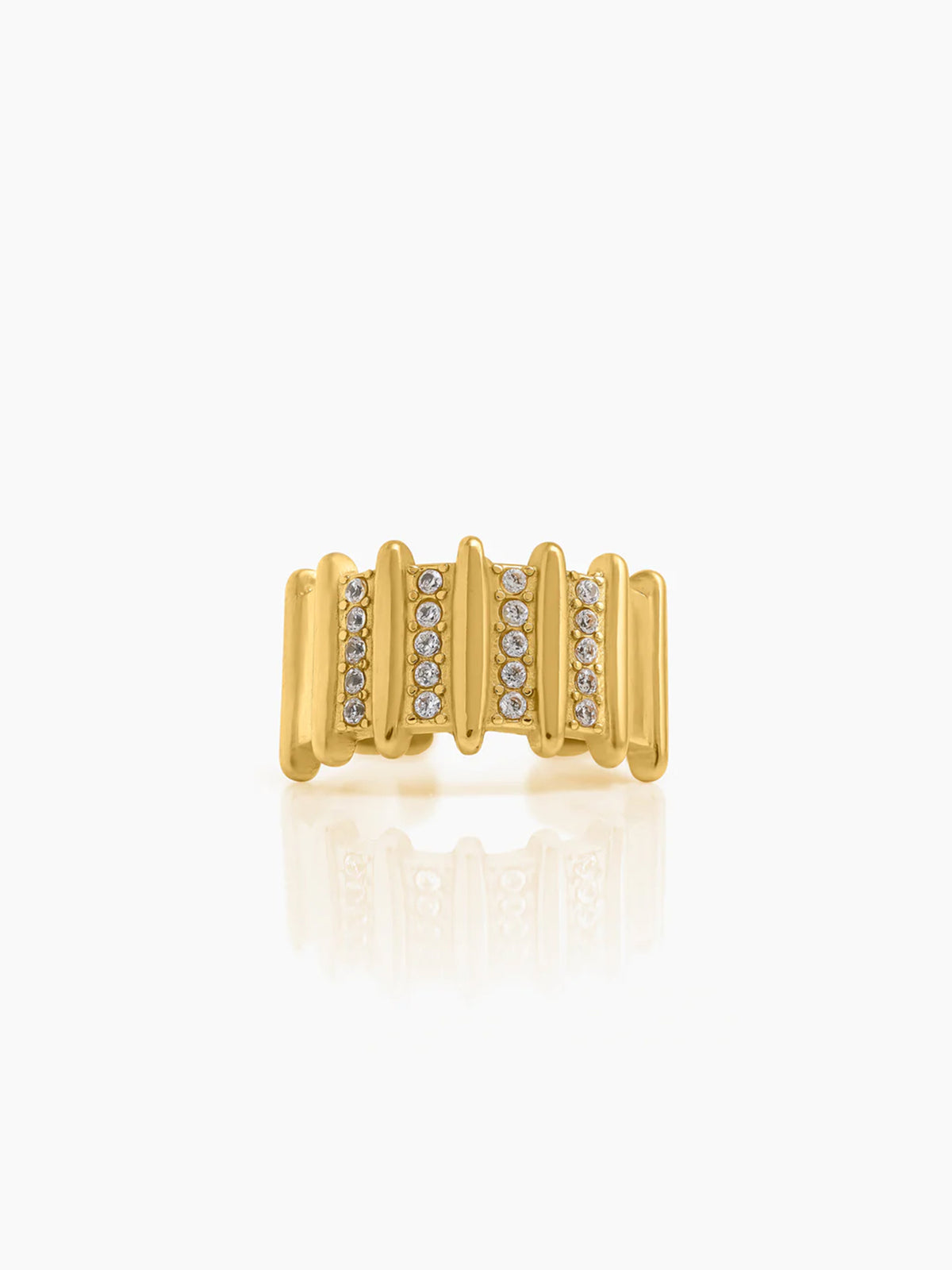 Zelina Paved Stones Bold Ribbed Diamond Ring