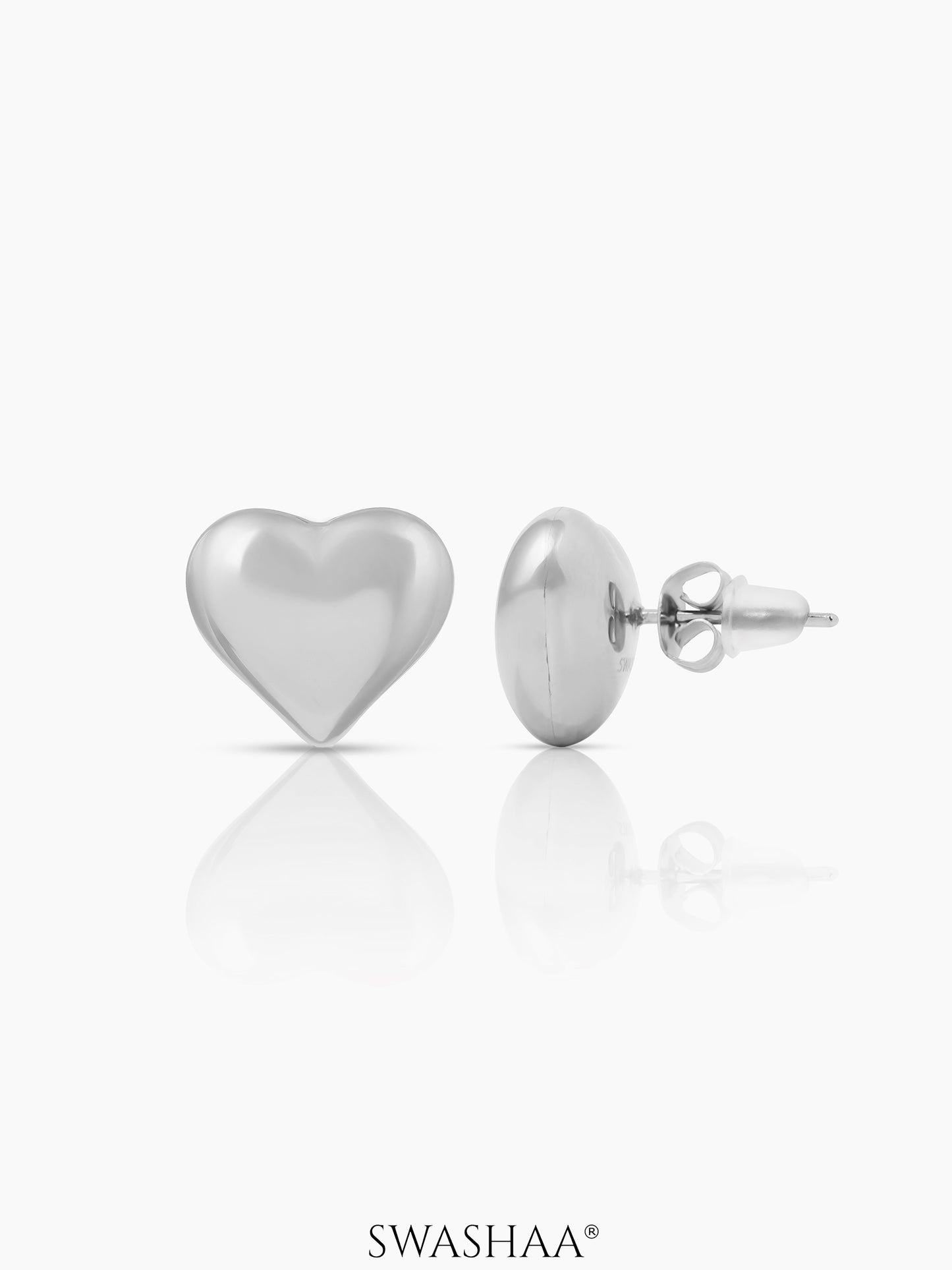Zena Heart Shaped Silver Stud Earrings