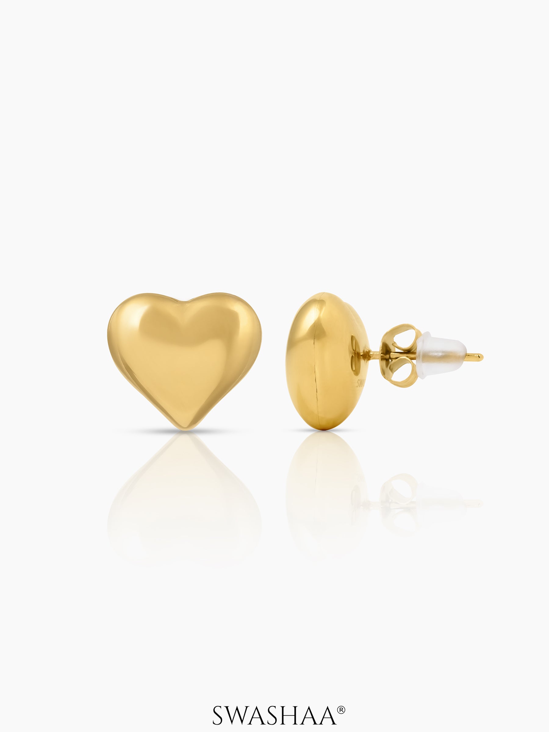 Zena Heart Shaped 18K Gold Plated Stud Earrings