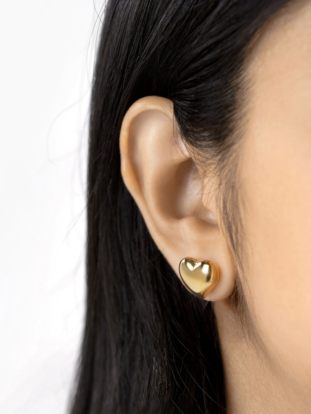 Zena Heart Shaped 18K Gold Plated Stud Earrings