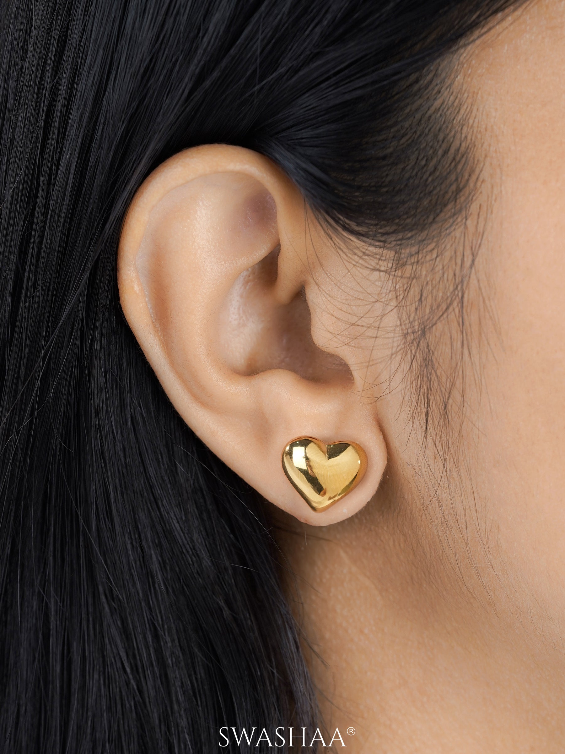 Zena Heart Shaped 18K Gold Plated Stud Earrings