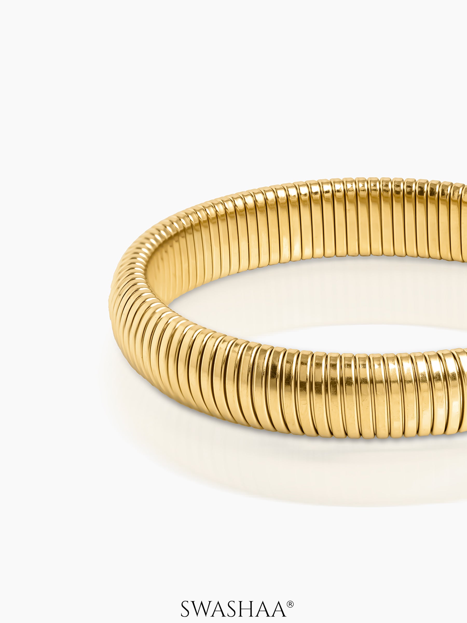 Abby Ribbed Bangle 18K Gold Plated Bracelet