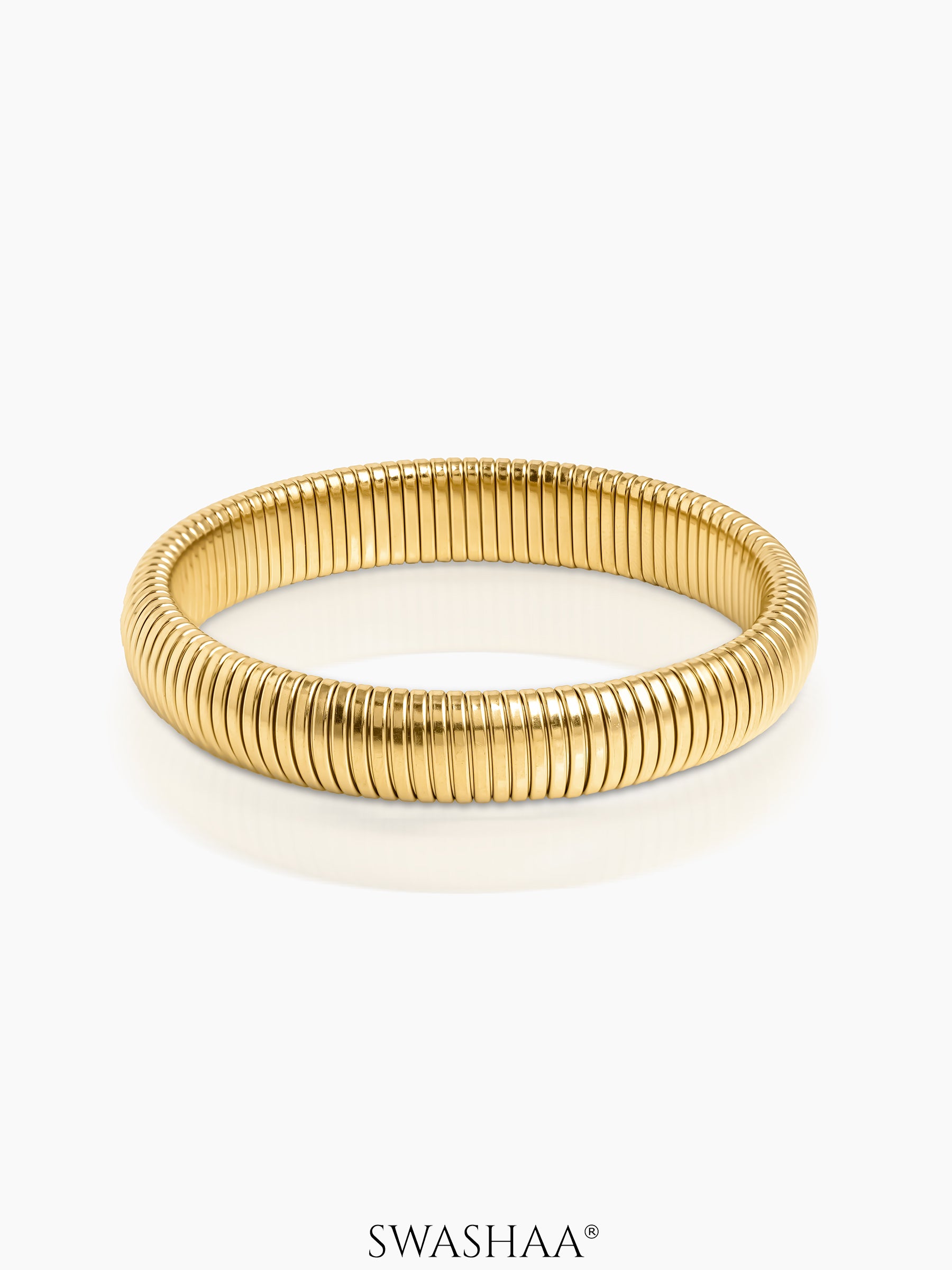 Abby Ribbed Bangle 18K Gold Plated Bracelet
